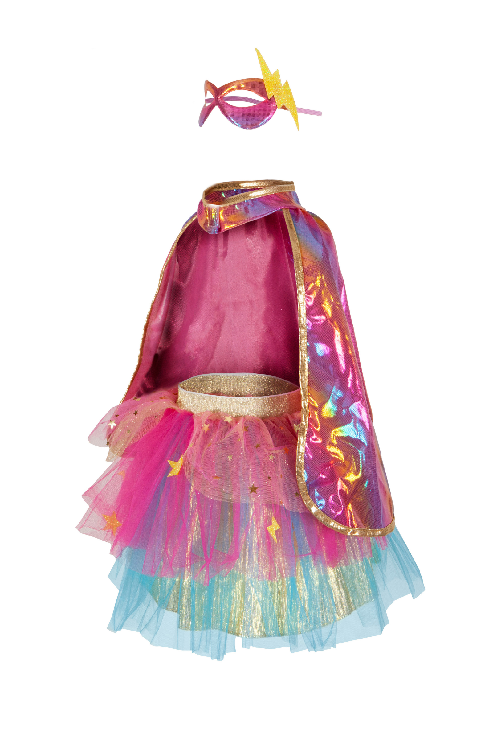 Super-Duper Tutu with Cape & Mask, Pink/Gold