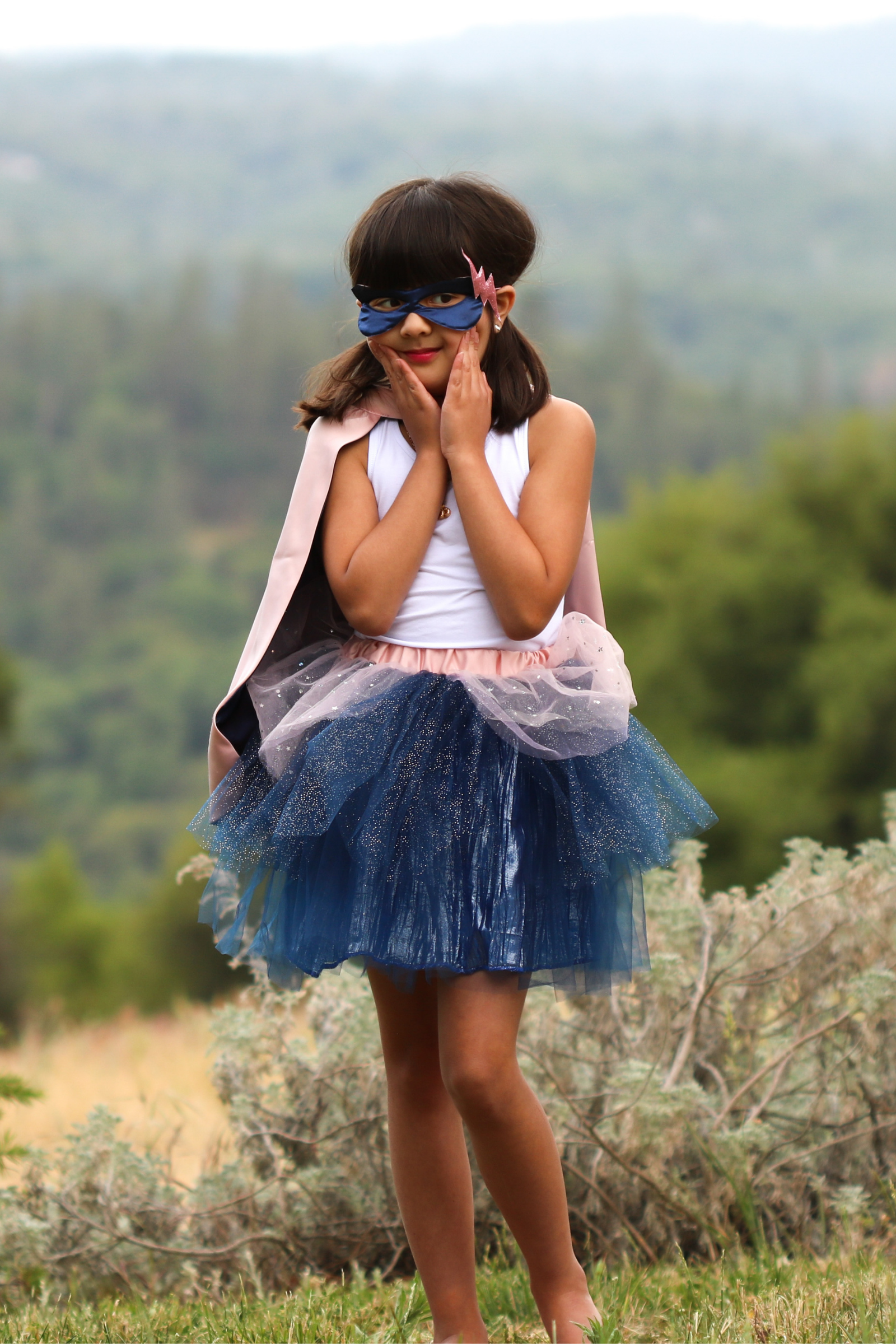 Super-Duper Tutu with Cape & Mask, Pink/Navy