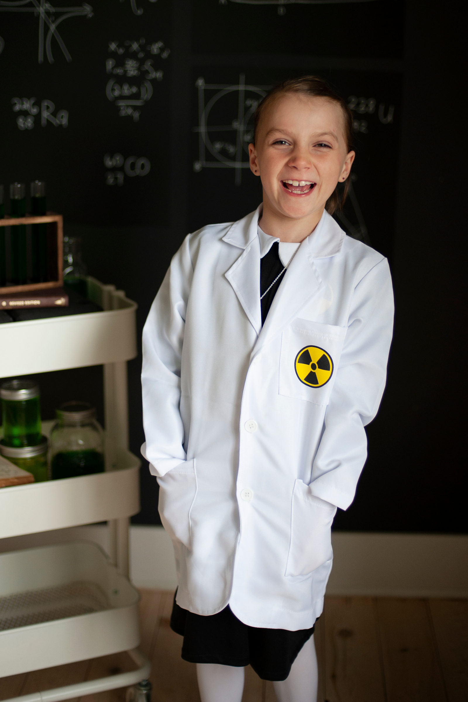 Marie the Scientist Dress with Lab Coat & Necklace