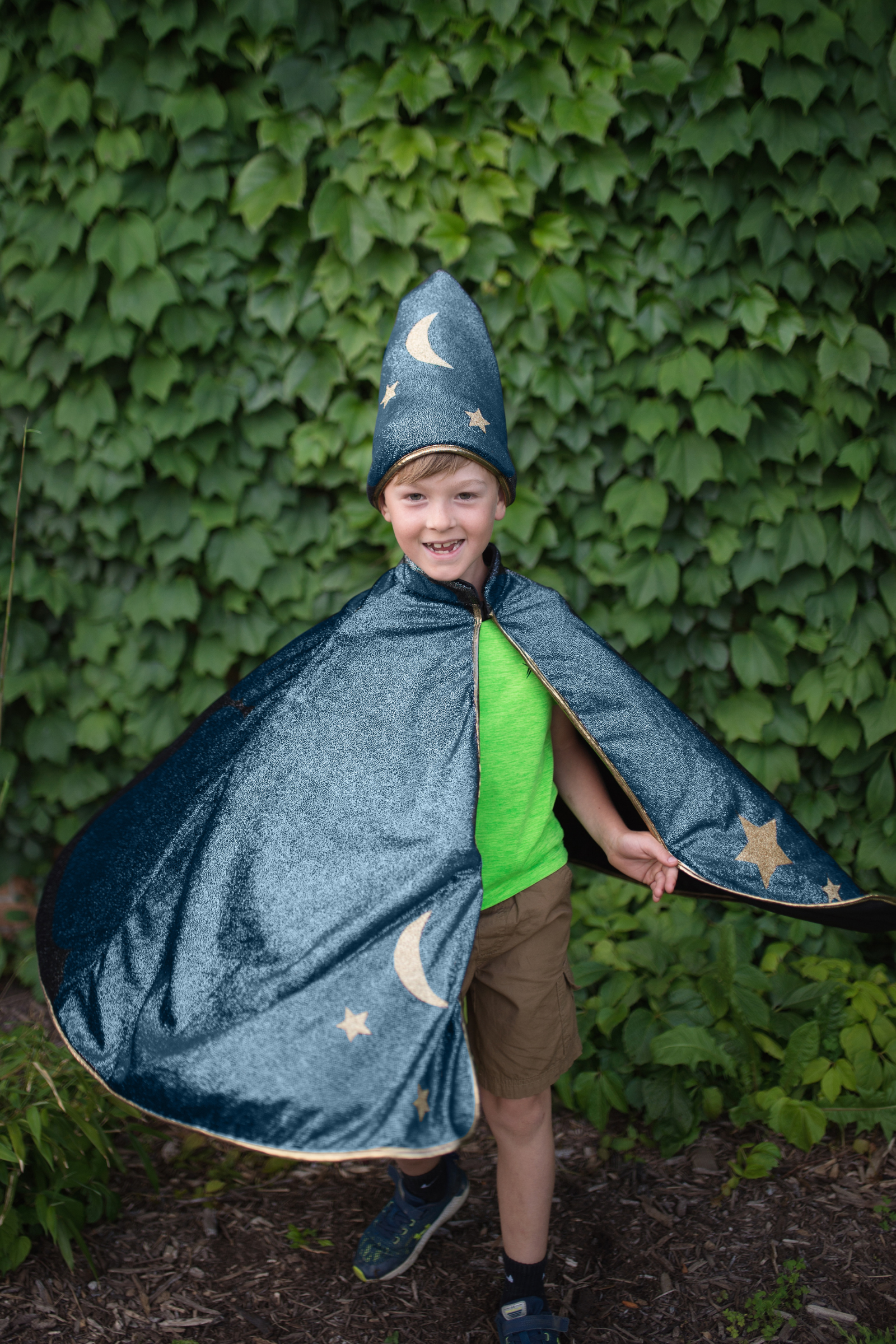 Starry Night Cape with Hat, Turquoise