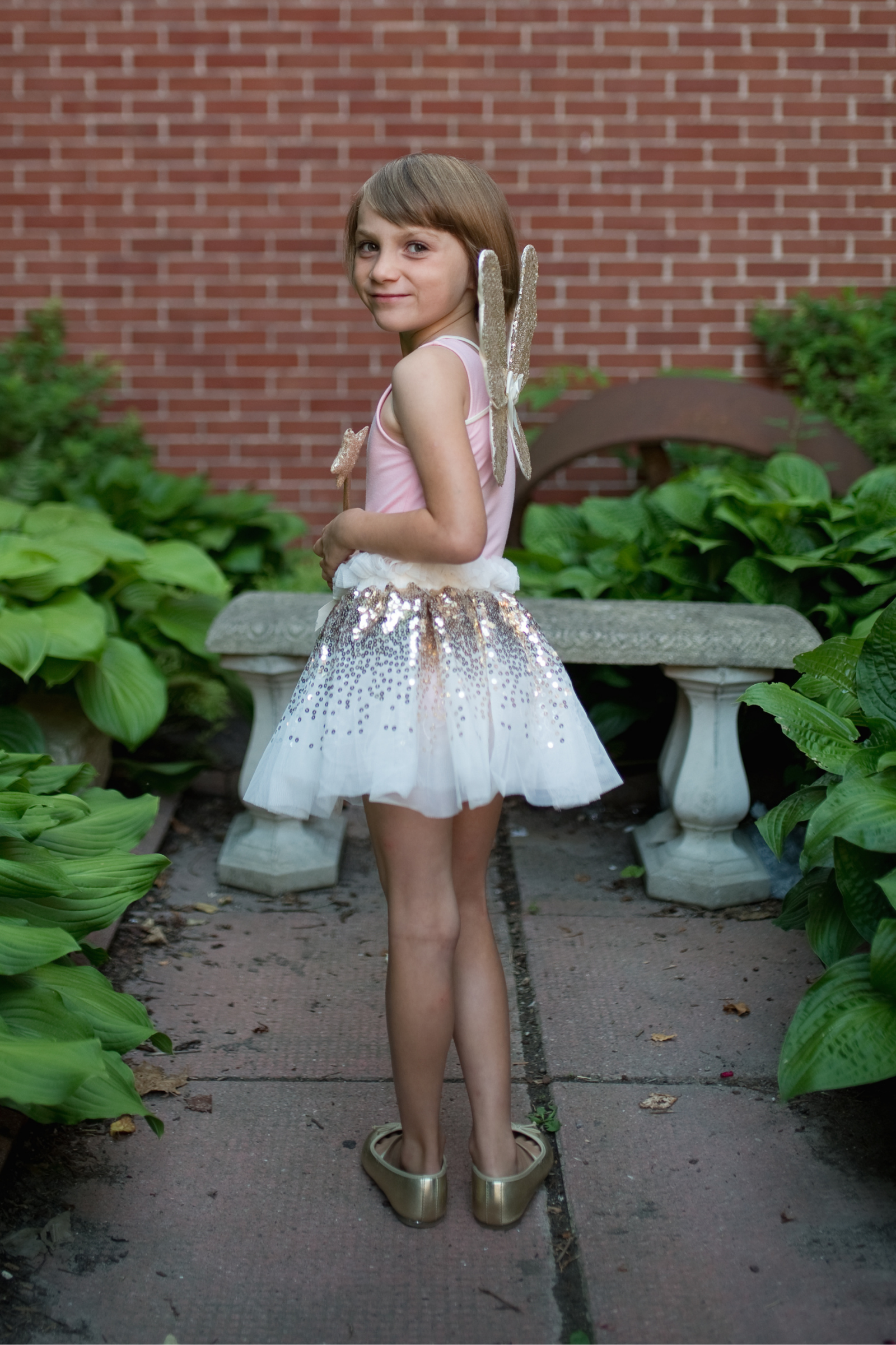 Gracious Gold Sequins Skirt with Wings & Headband
