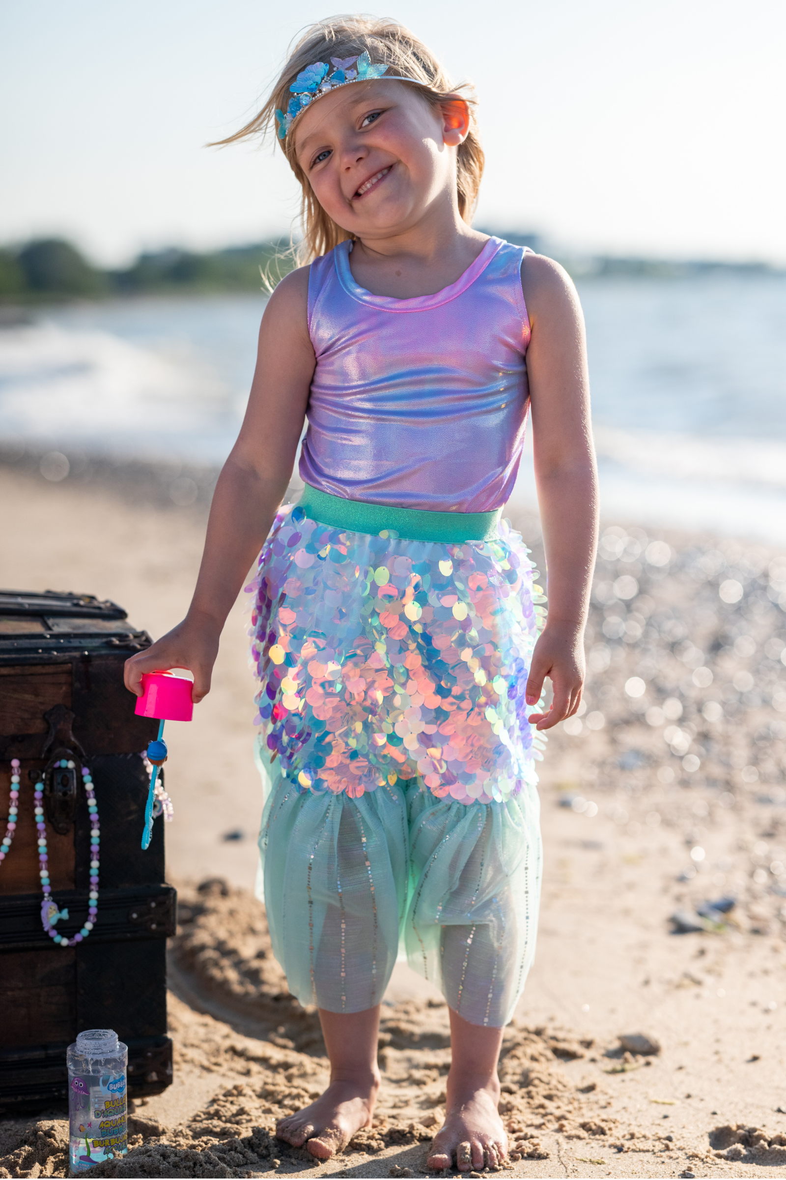 Bling Bling Mermaid Skirt with Hairclip, Mint
