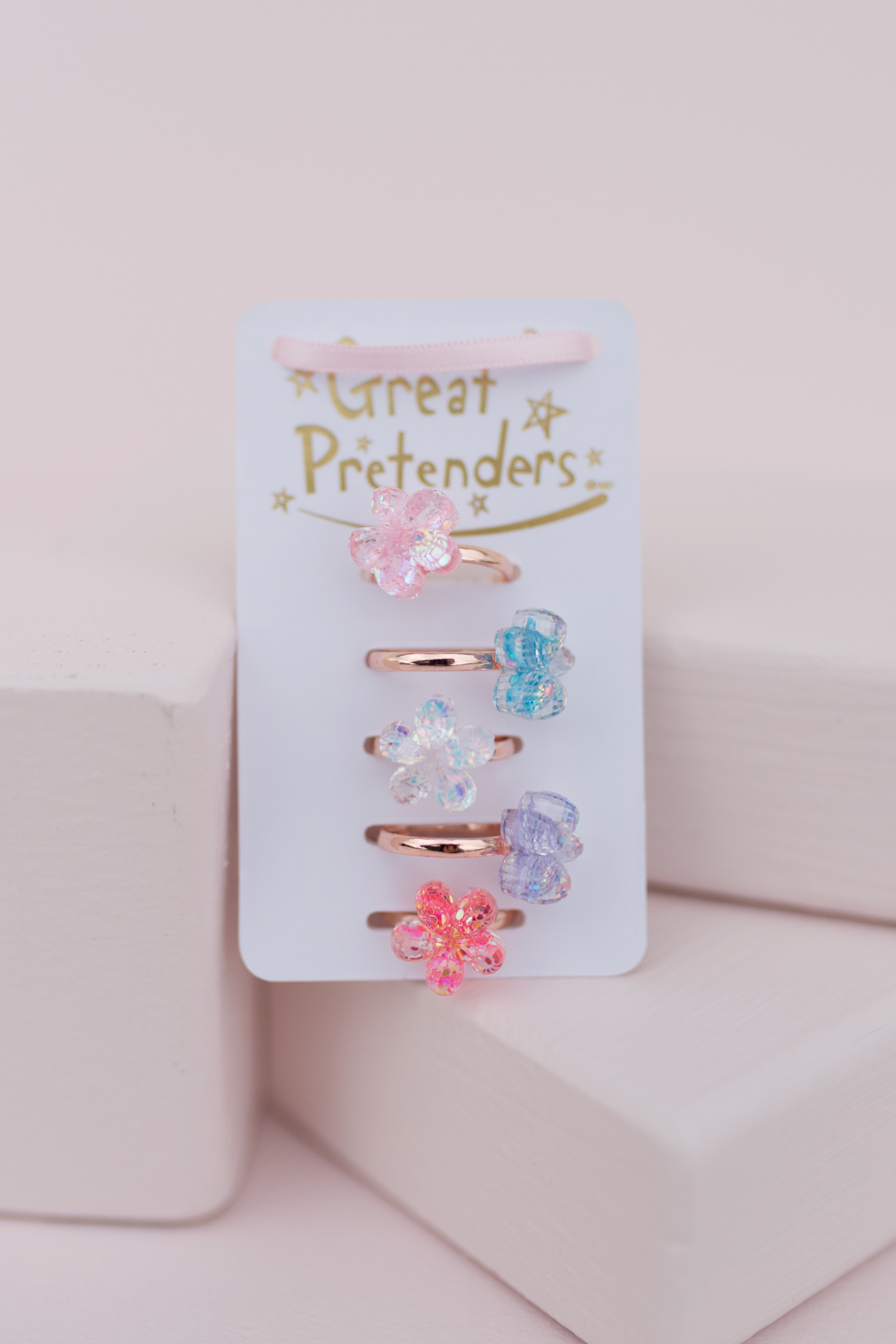 Boutique Shimmer Flower Ring Set (5 pcs)