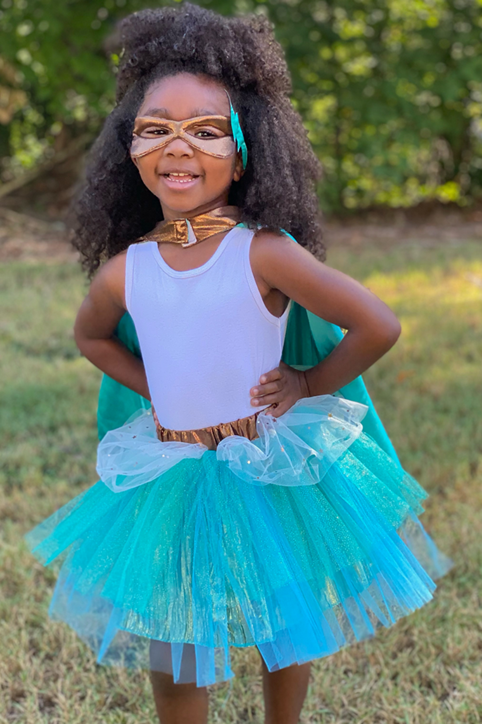 Super-Duper Tutu with Cape & Mask, Copper/Teal