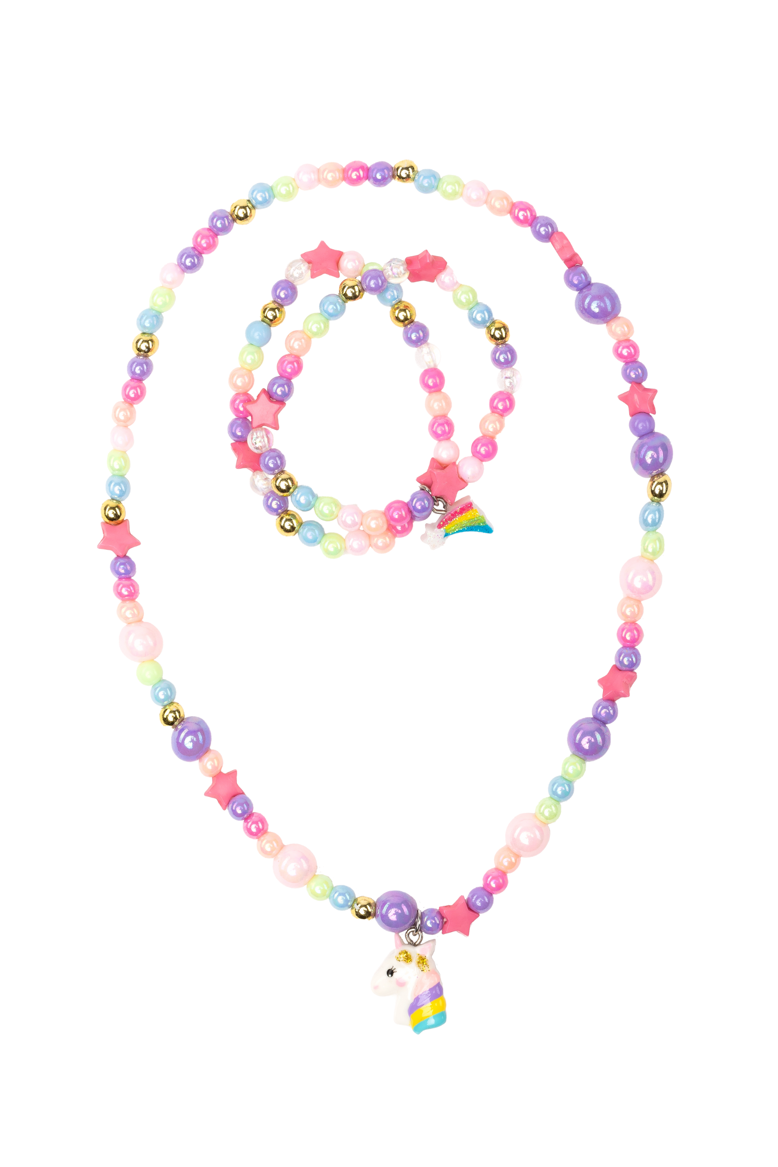 Cheerful Starry Unicorn Necklace & Bracelet Set (3 pcs)