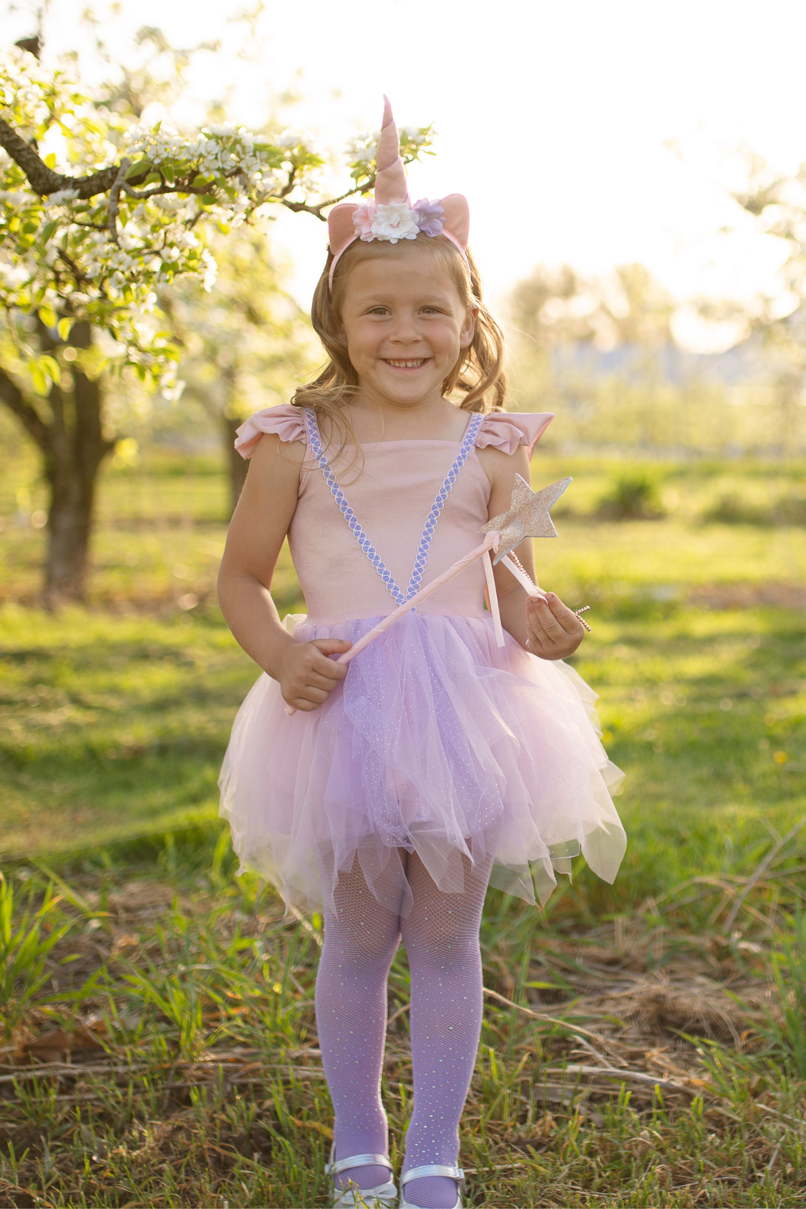Shimmer Unicorn Dress with Headband, Pink