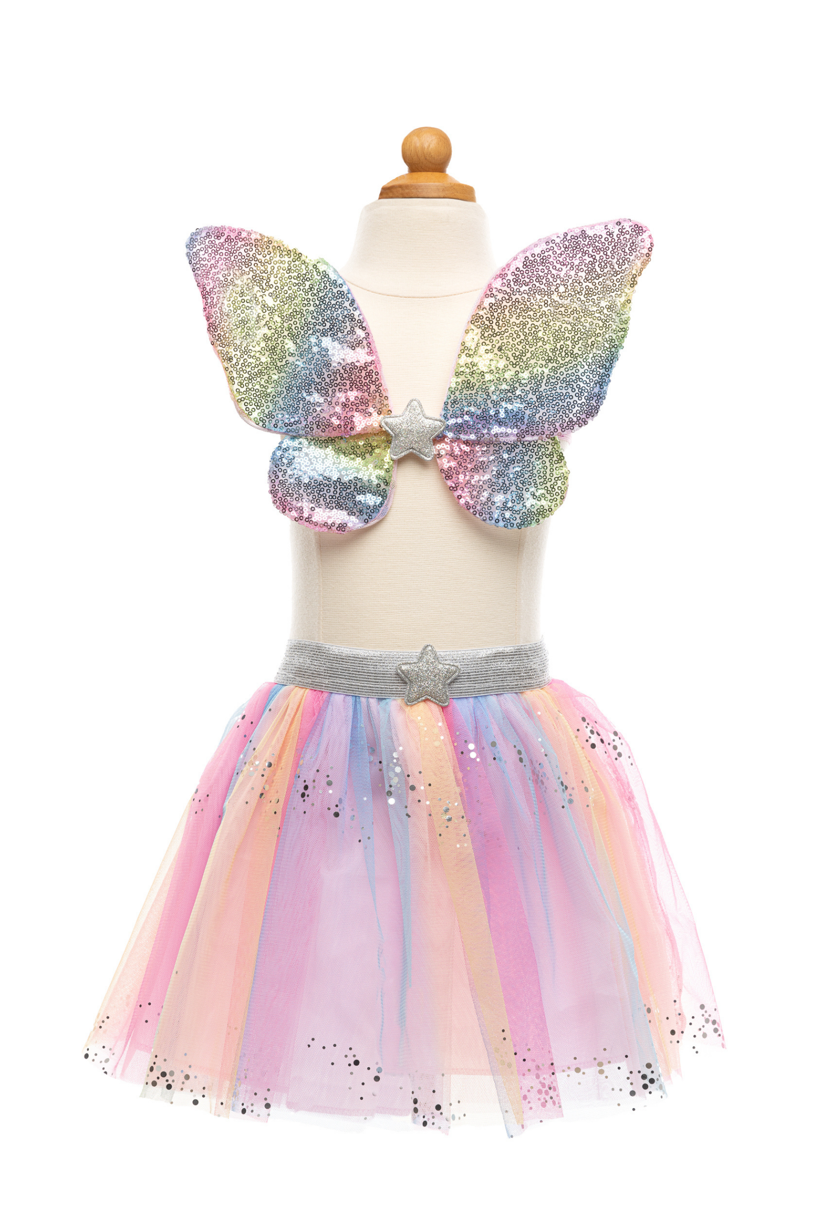 Rainbow Sequins Skirt with Wings & Wand