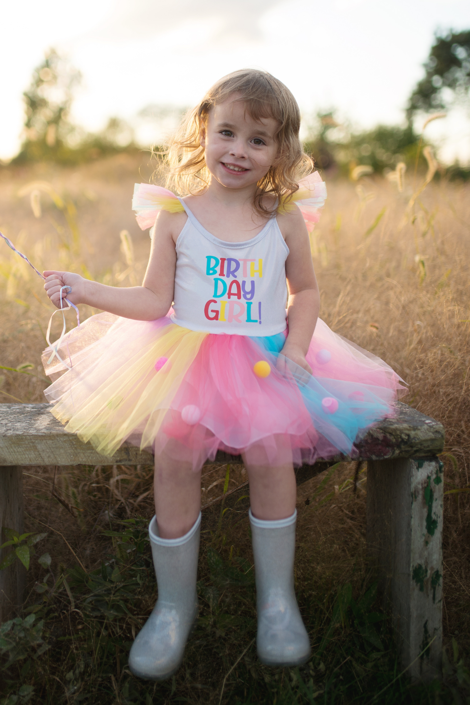 Birthday Girl Dress with Headband, Multicolour