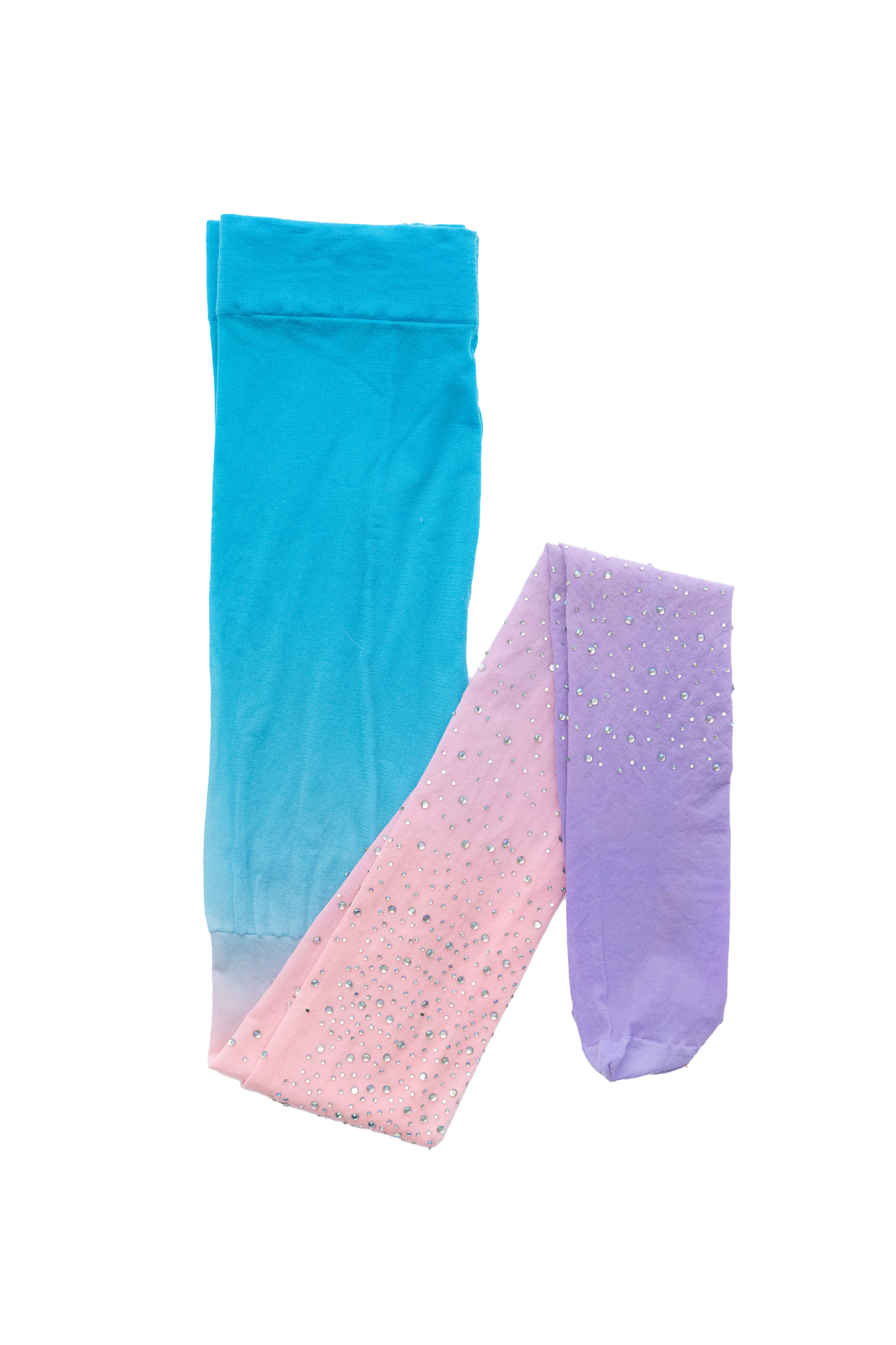Rhinestone Tights, Ombre Light Pink/Blue