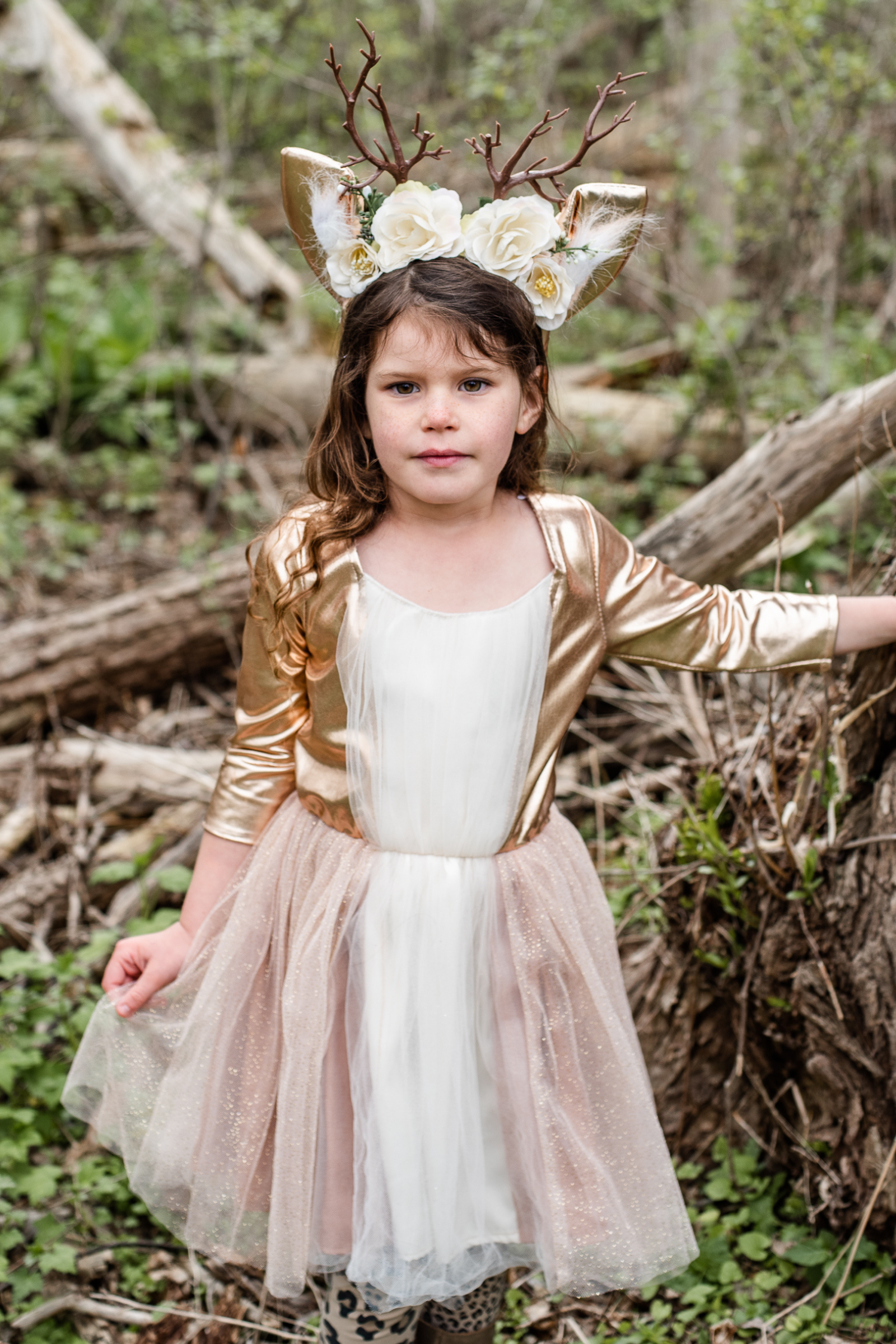 Woodland Deer Dress with Headband