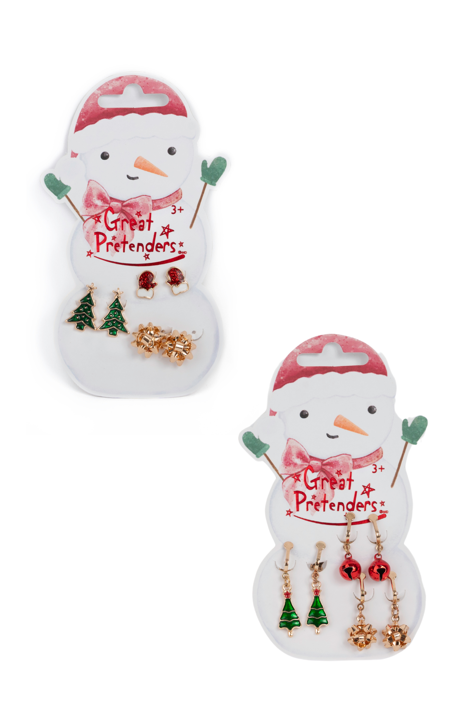 Snowman Pierced Earrings (3 pairs), 2 styles assorted