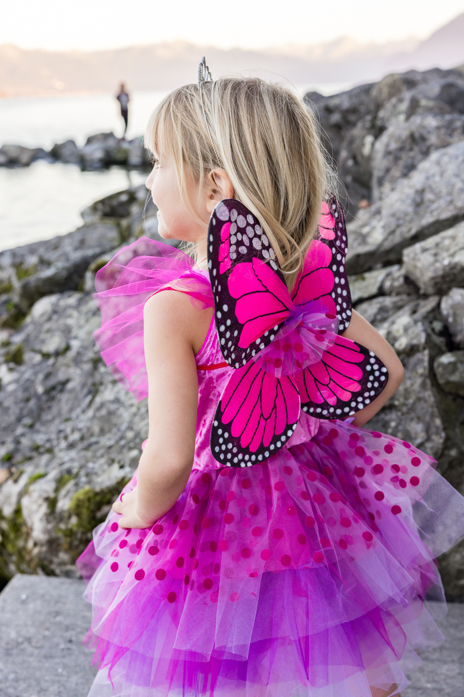 Fairy Blooms Deluxe Dress with Wings, Hot Pink/Lilac