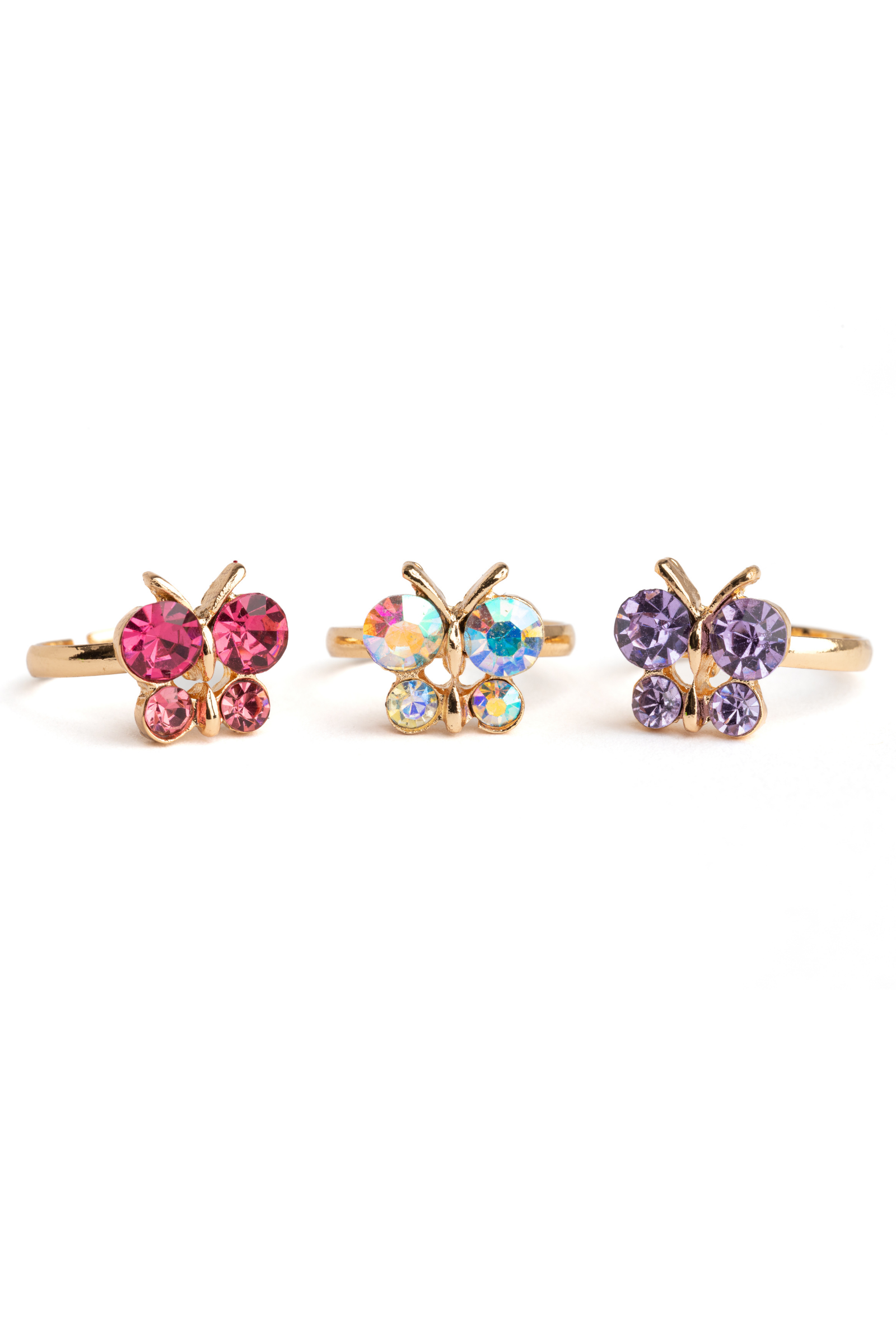 Boutique Butterfly Gem Ring Set (3 pcs)