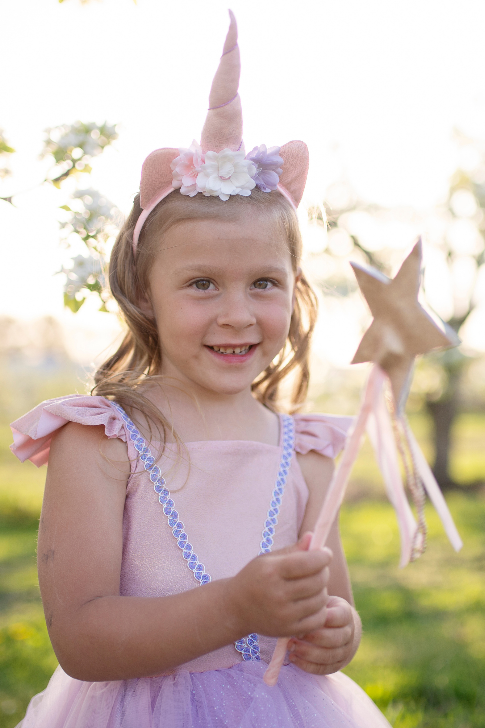 Shimmer Unicorn Dress with Headband, Pink