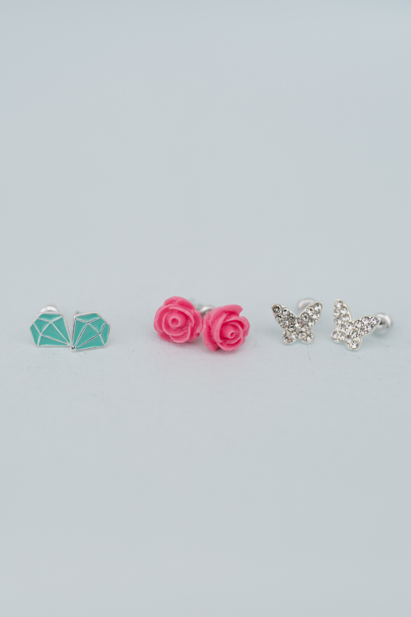 Boutique Rose Studded Earrings (3 pairs)