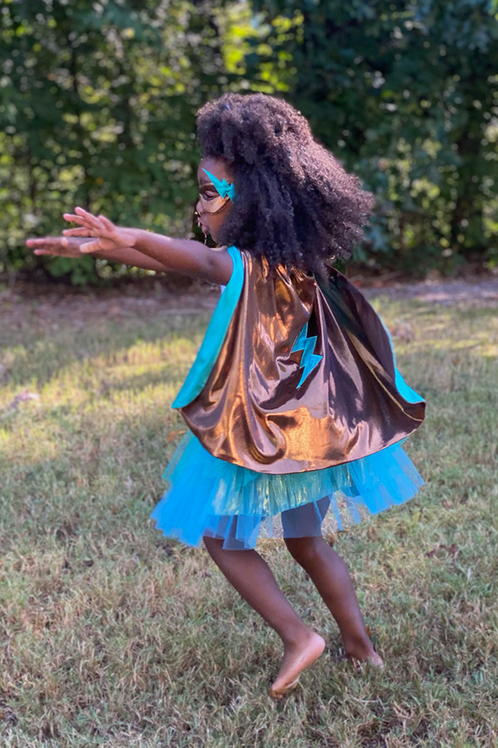 Super-Duper Tutu with Cape & Mask, Copper/Teal