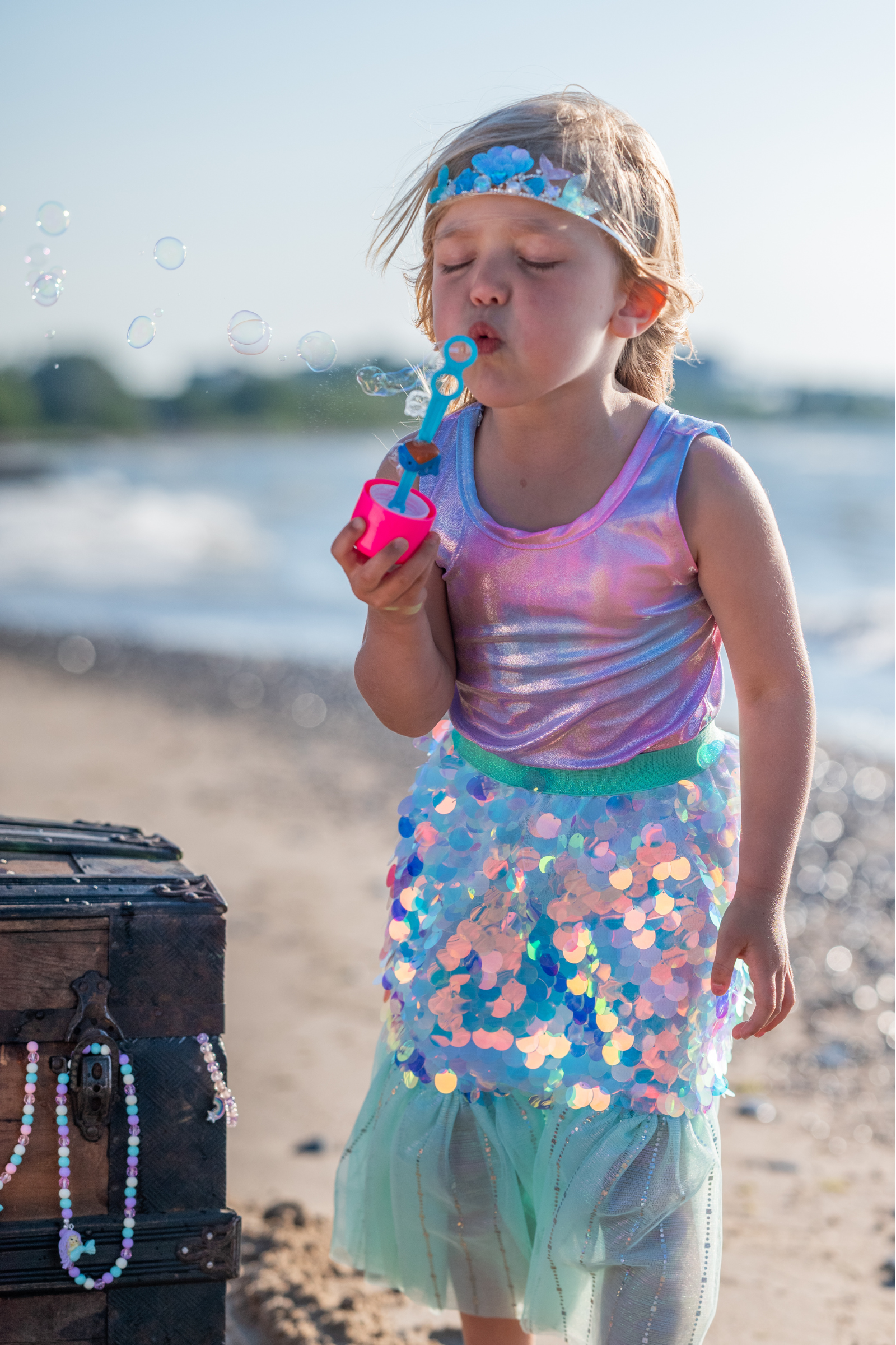 Bling Bling Mermaid Skirt with Hairclip, Mint