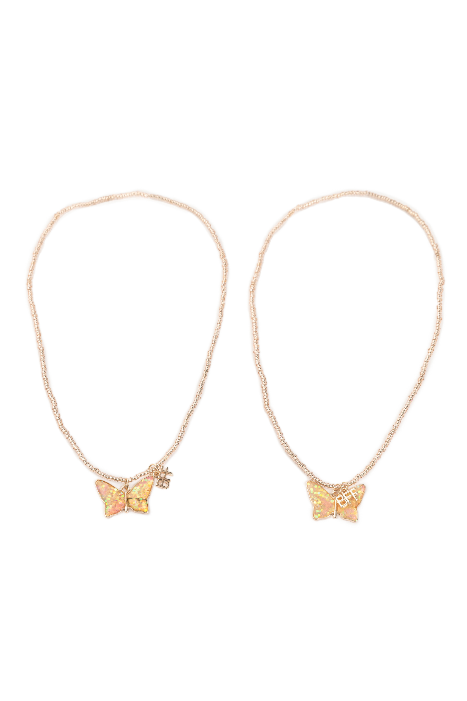 BFF Pink Butterfly Share and Tear Necklace Set (2 pcs)