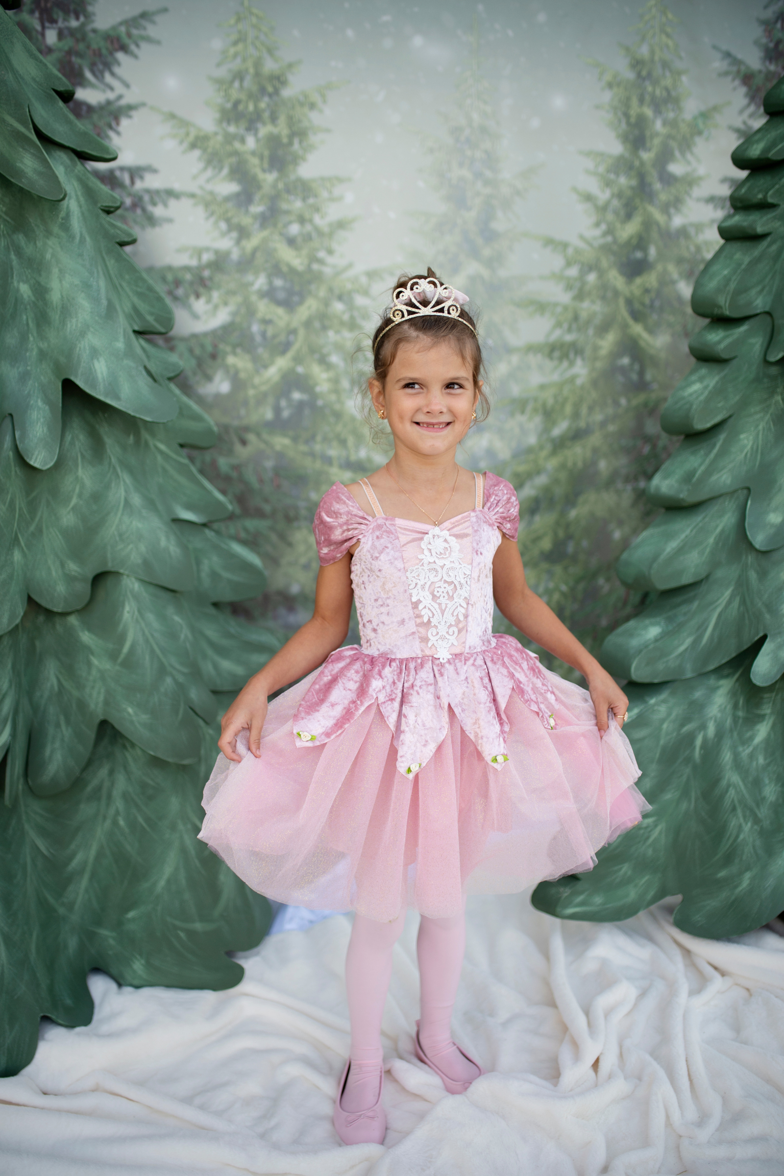 Holiday Ballerina Dress, Dusty Rose