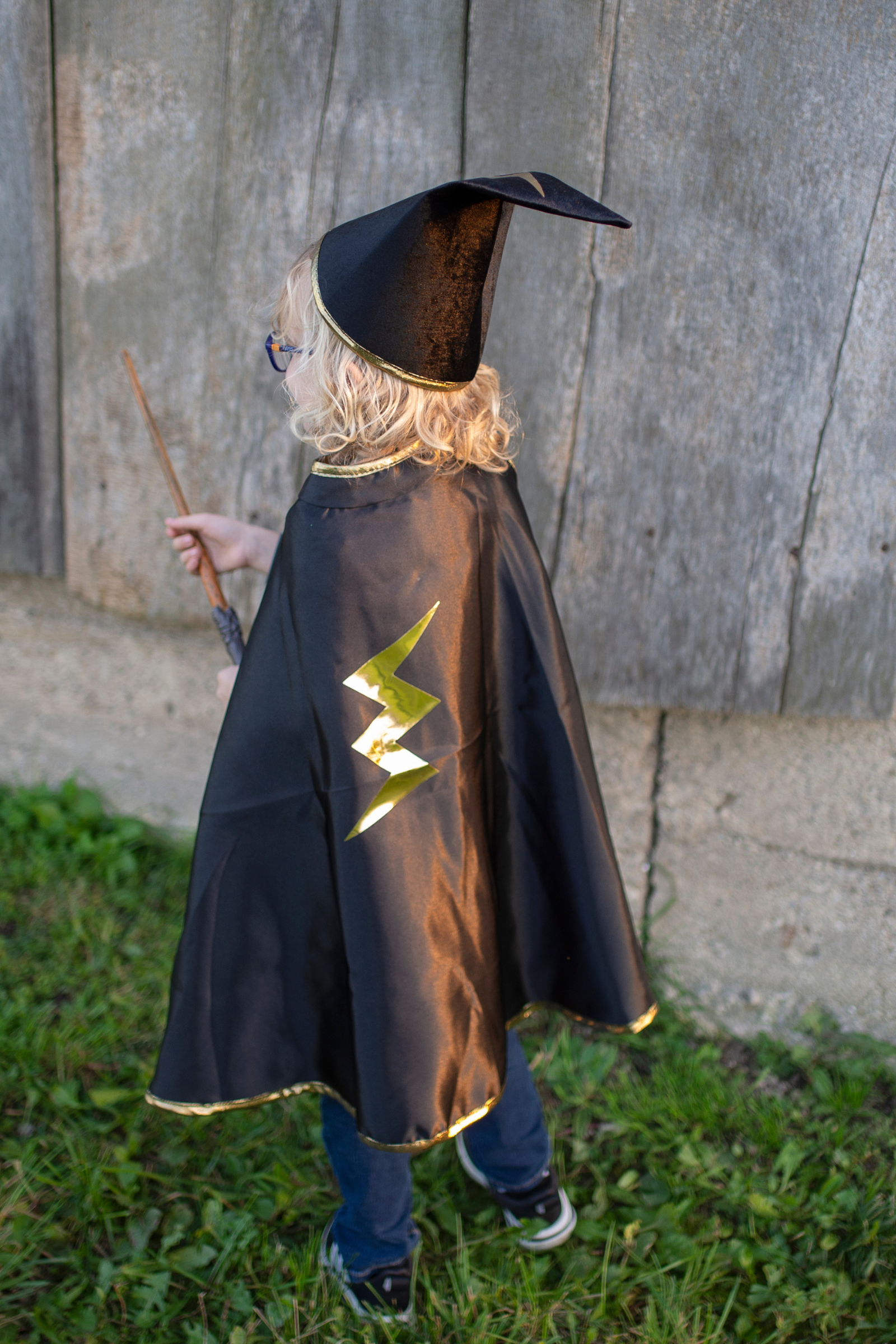 Reversible Wizard Cape with Hat, Black