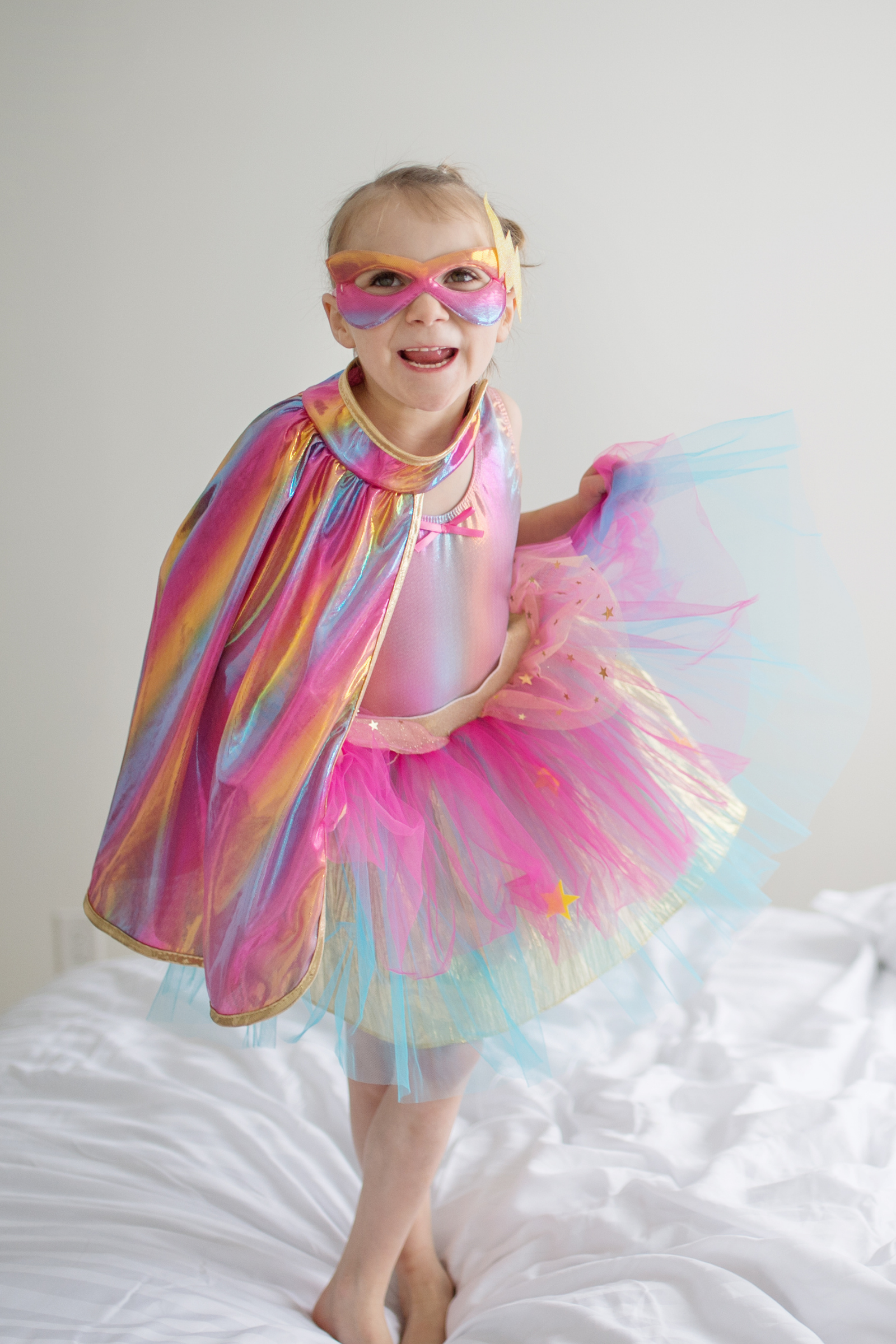 Super-Duper Tutu with Cape & Mask, Pink/Gold
