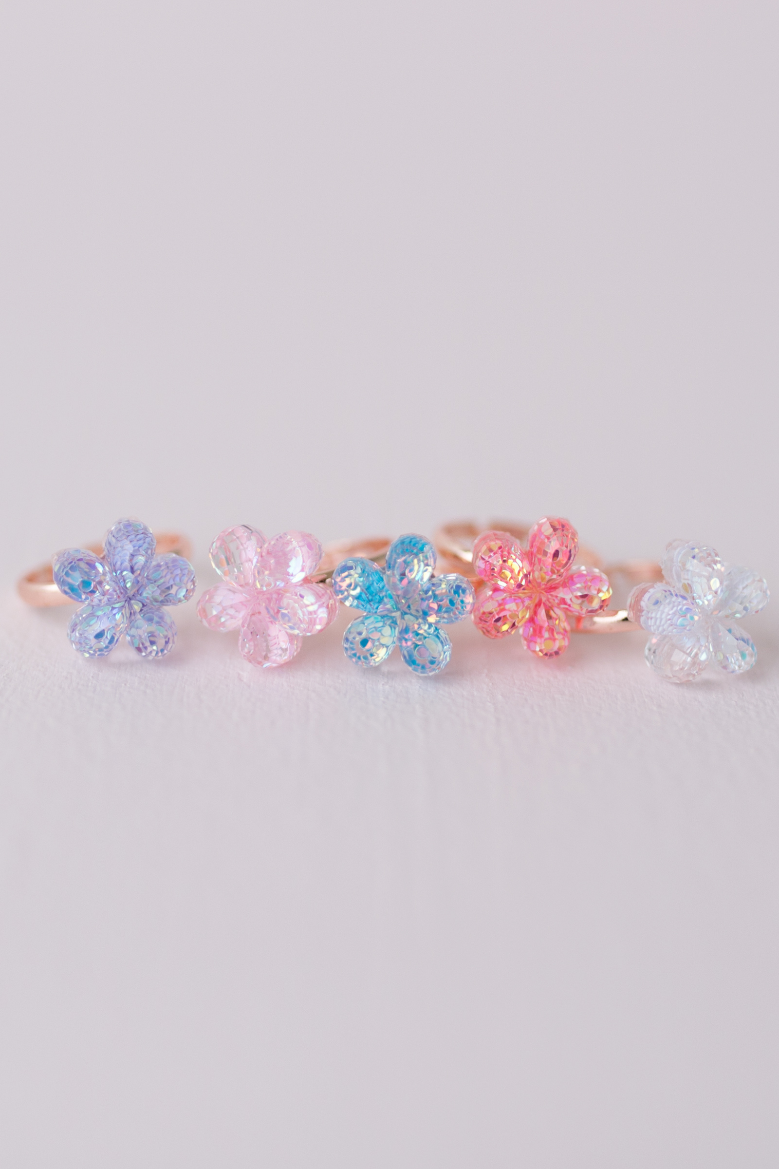 Boutique Shimmer Flower Ring Set (5 pcs)