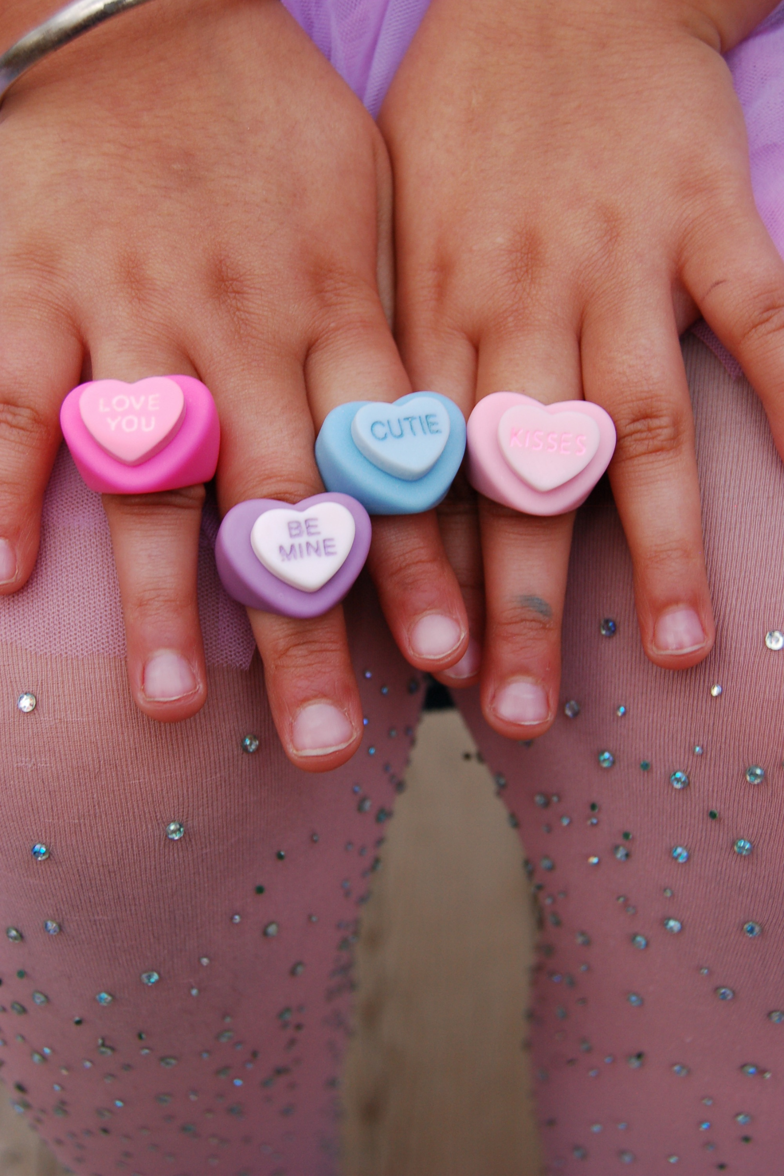 Candy Heart Rings, 4 styles assorted