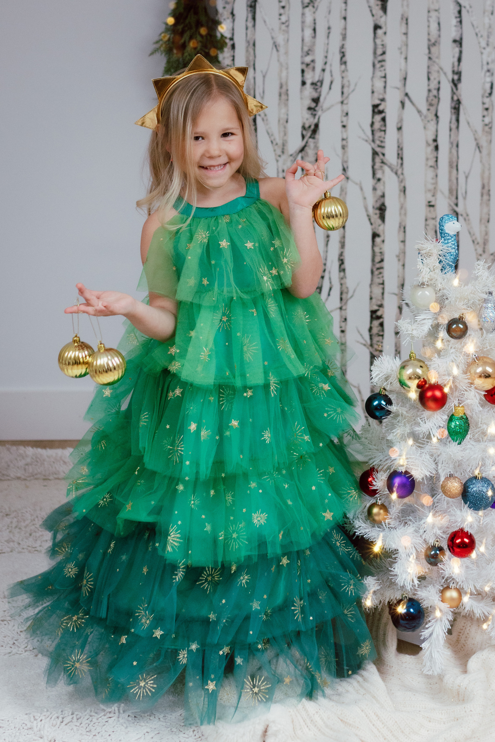 Christmas Tree Dress with Headband