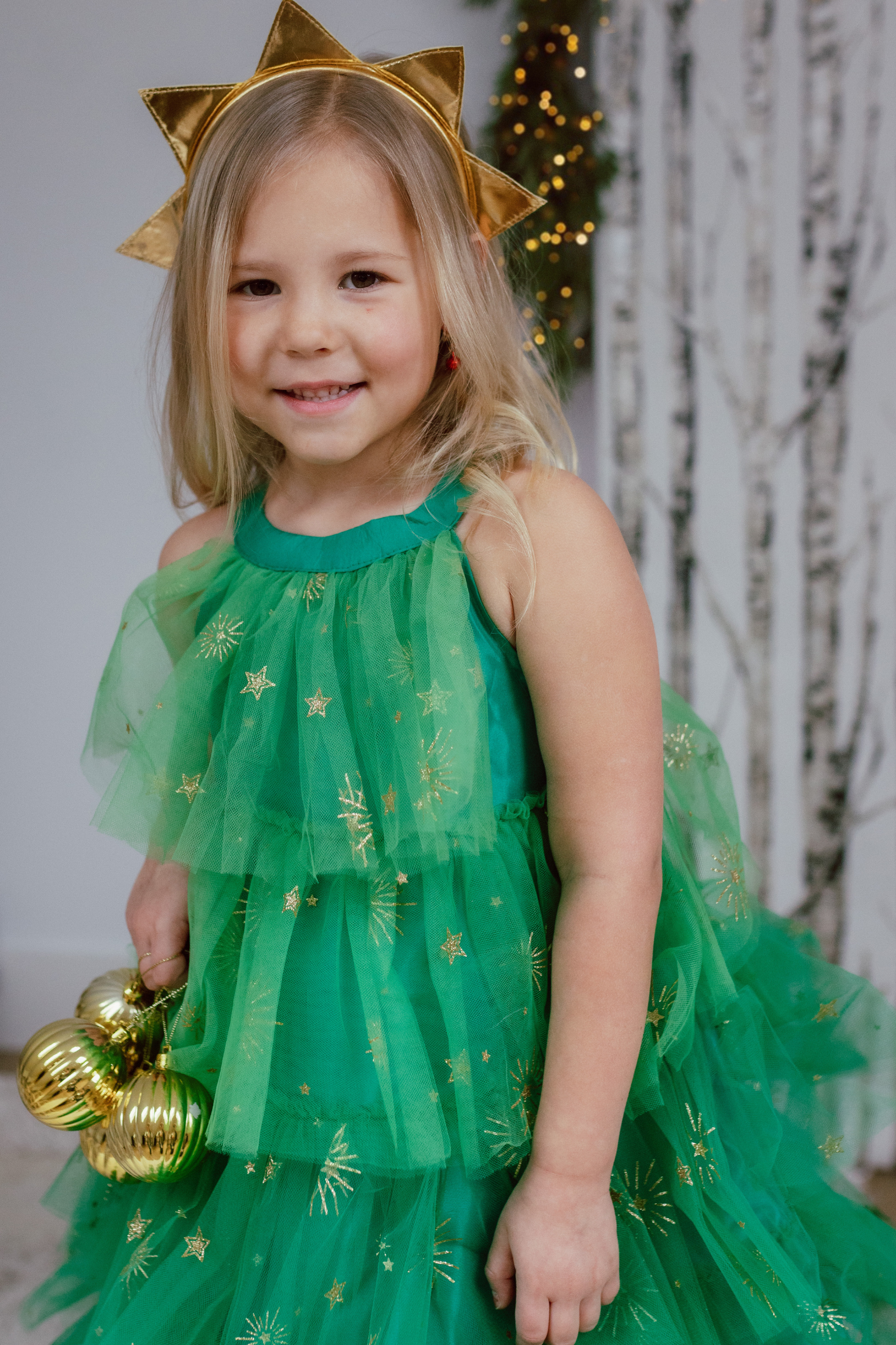 Christmas Tree Dress with Headband