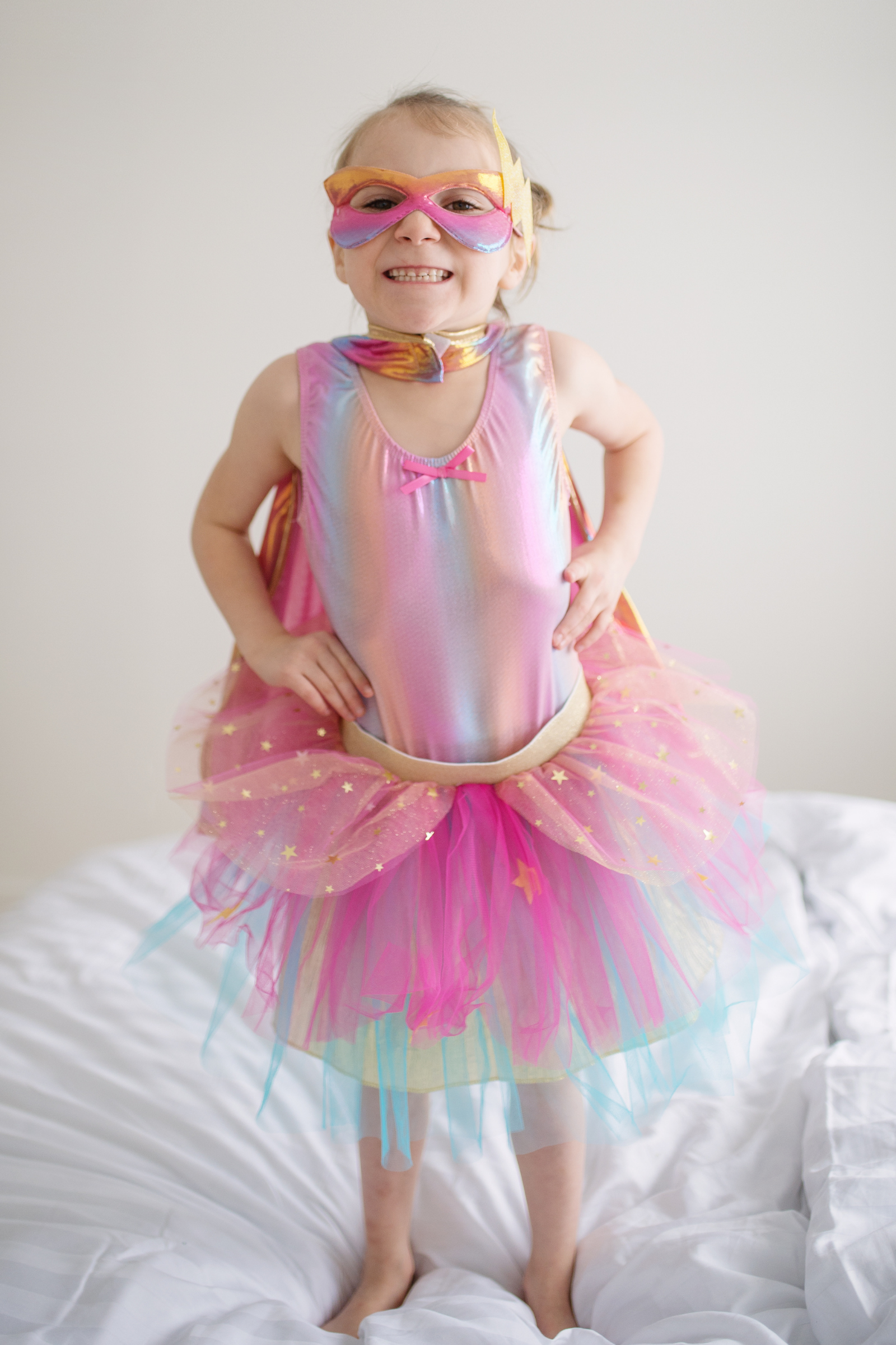 Super-Duper Tutu with Cape & Mask, Pink/Gold