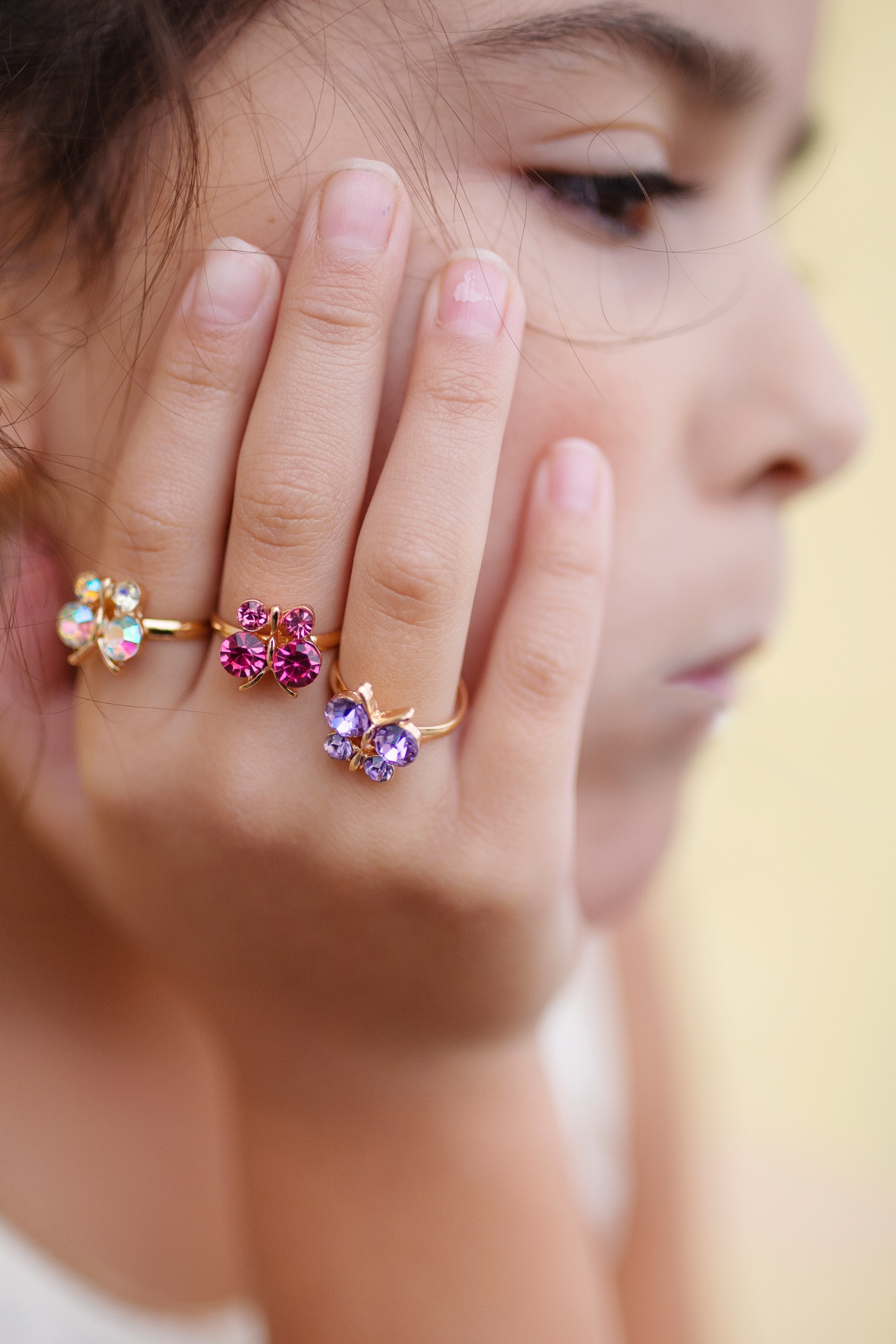 Bagues Boutique Butterfly Gem Rings, 3Pcs