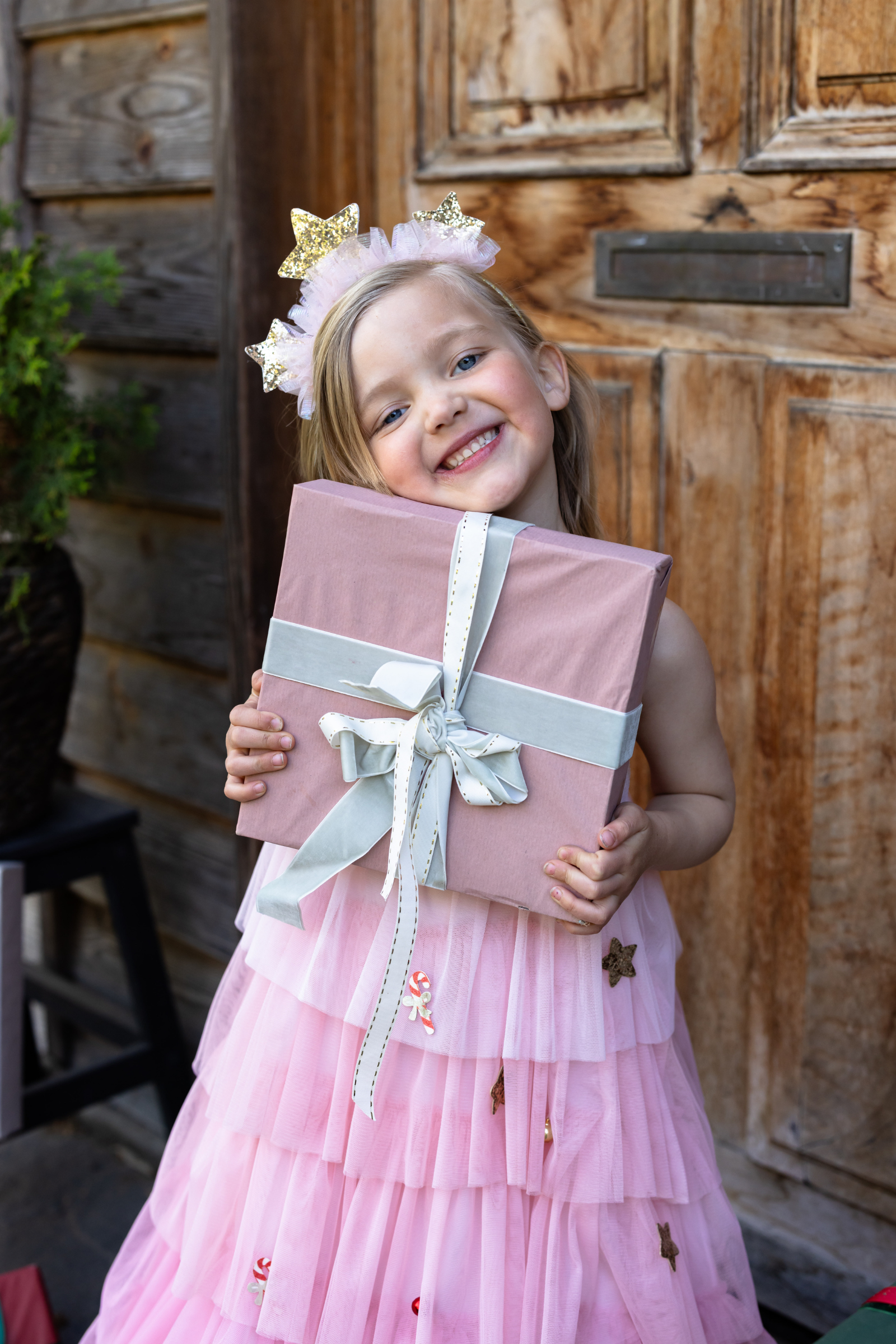 Blush Christmas Tree Dress with Headband