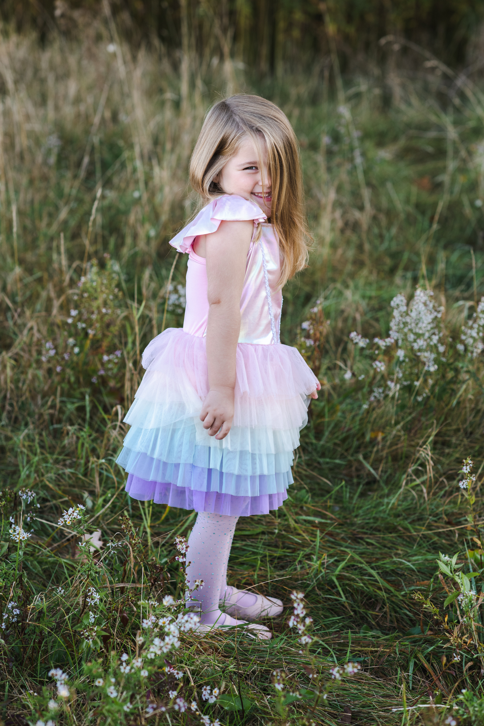 Rainbow Ruffle Tutu Dress, Pink/Multicolour