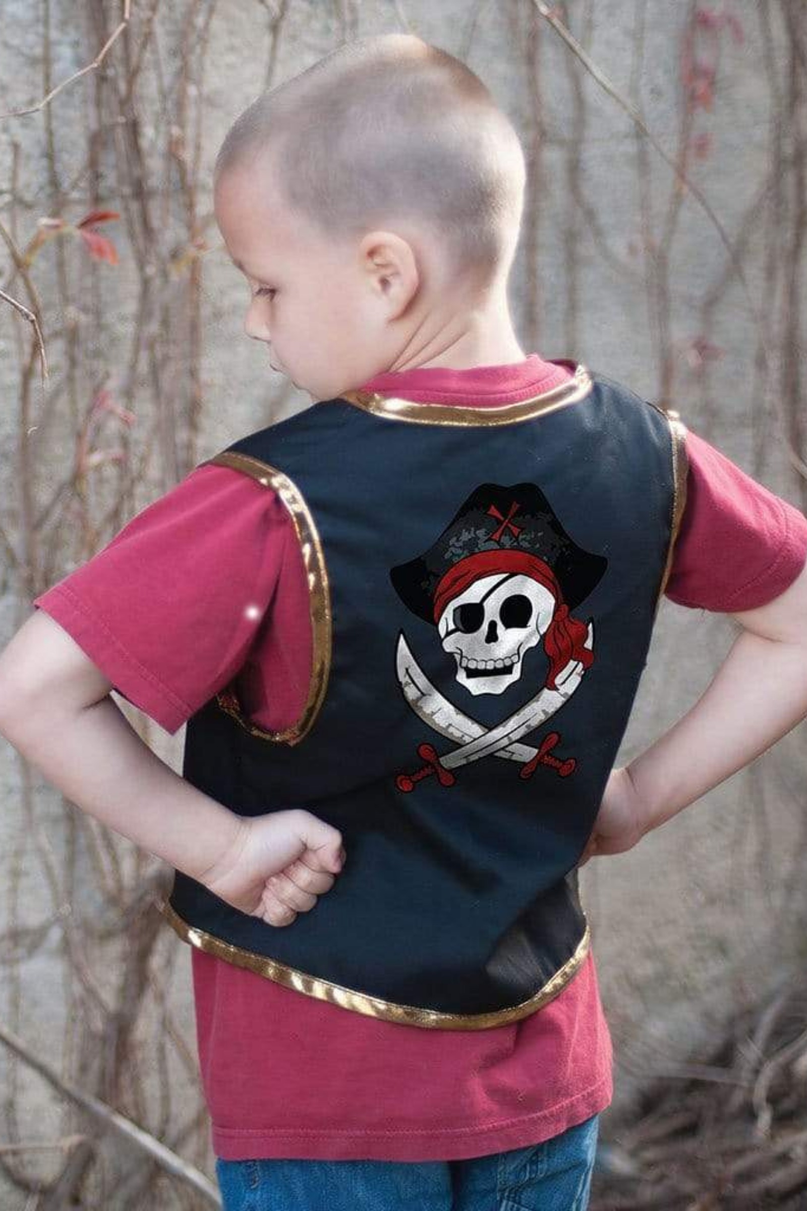 Pirate Vest with Eye Patch, Black/Red