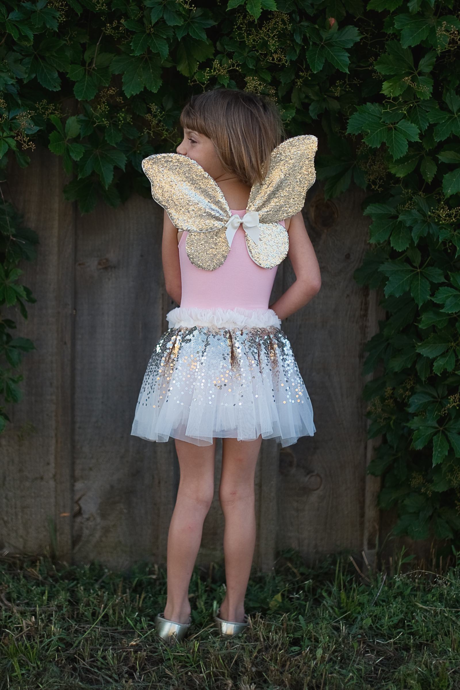Gracious Gold Sequins Skirt with Wings & Headband