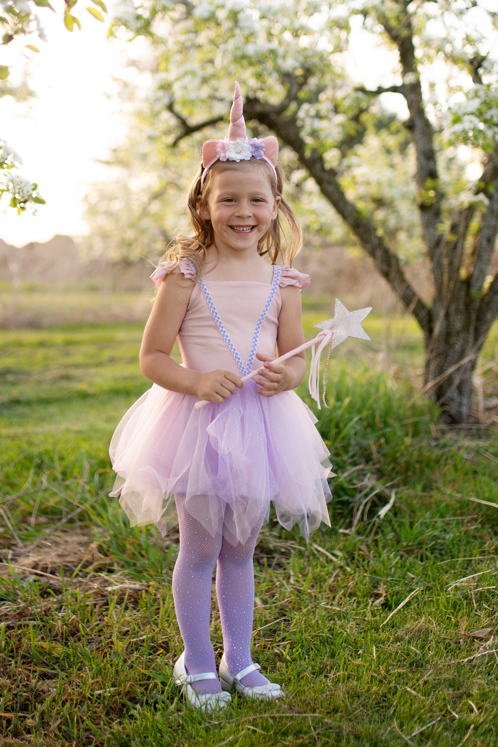 Shimmer Unicorn Dress with Headband, Pink