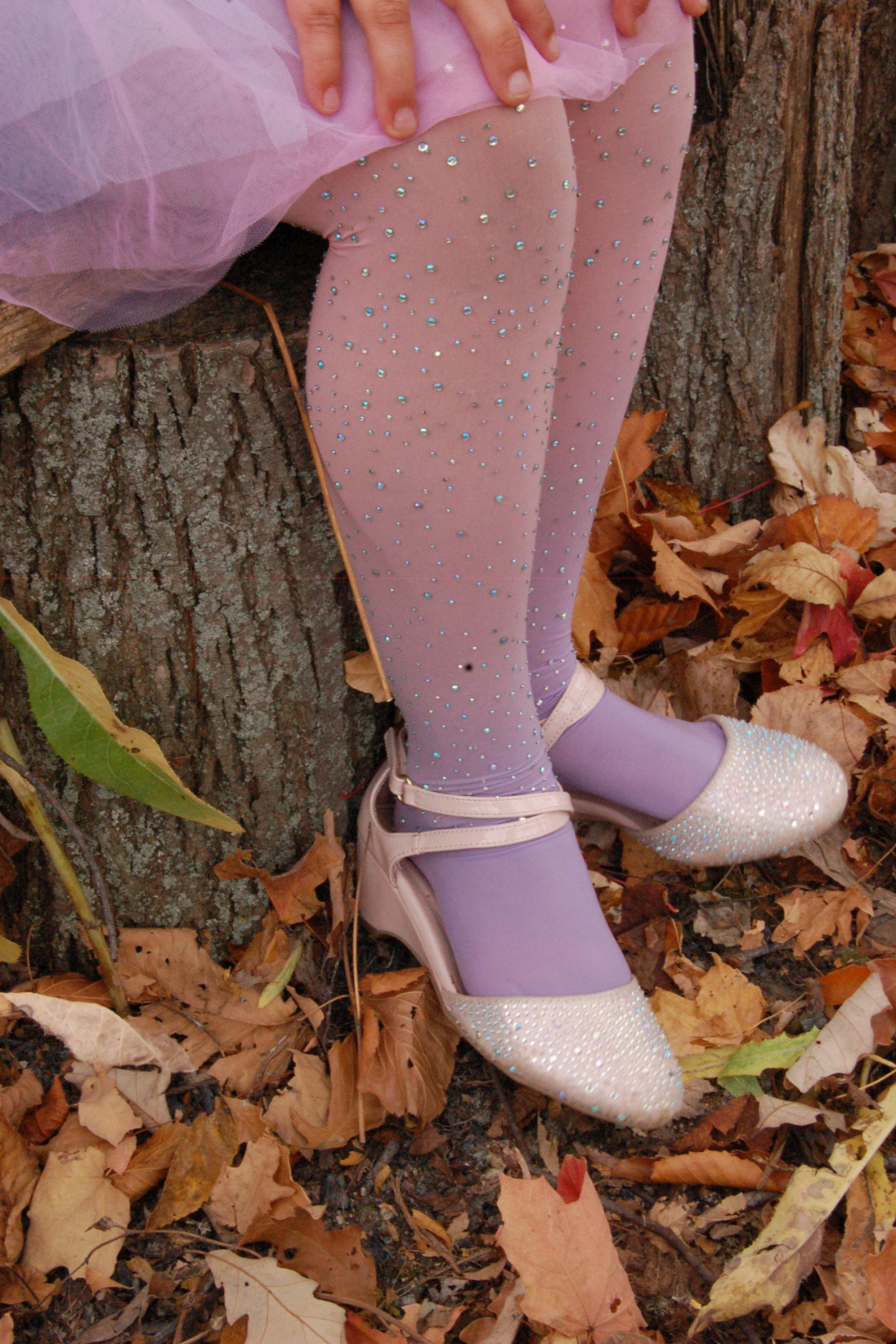 Rhinestone Tights, Ombre Light Pink/Blue