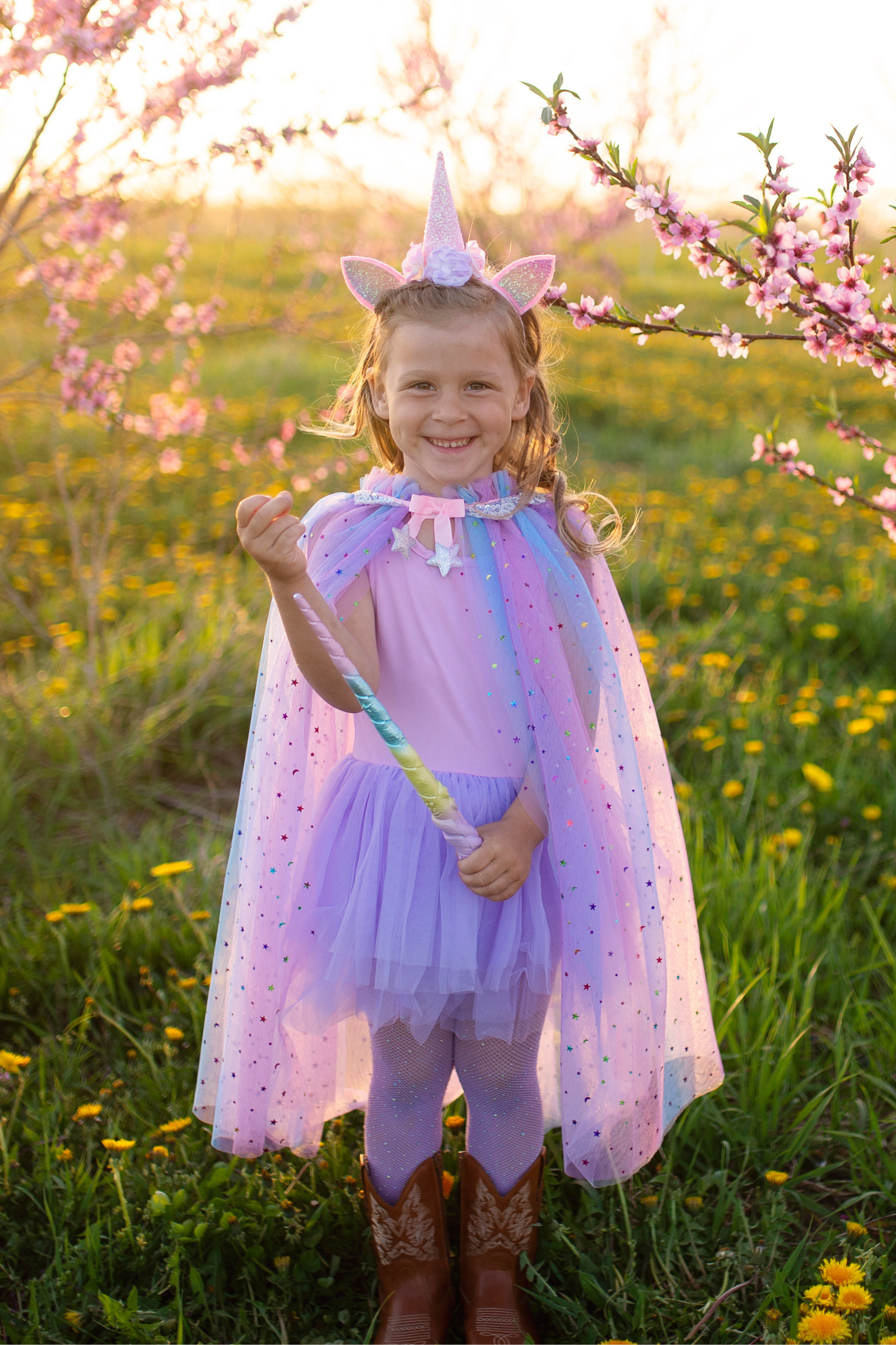 Rainbow Unicorn Cape with Headband, Multicolour