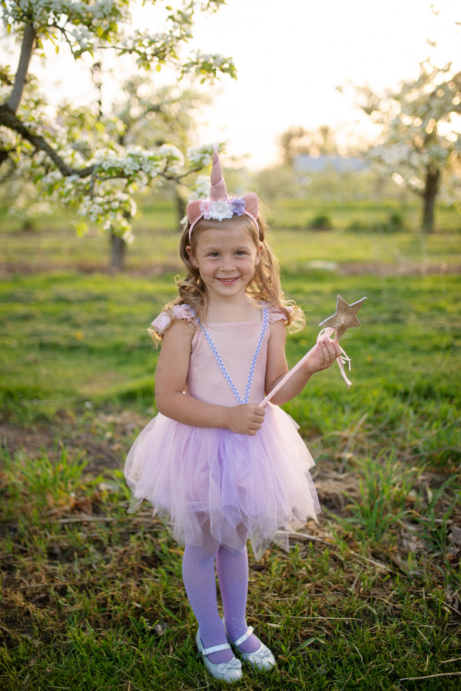 Shimmer Unicorn Dress with Headband, Pink
