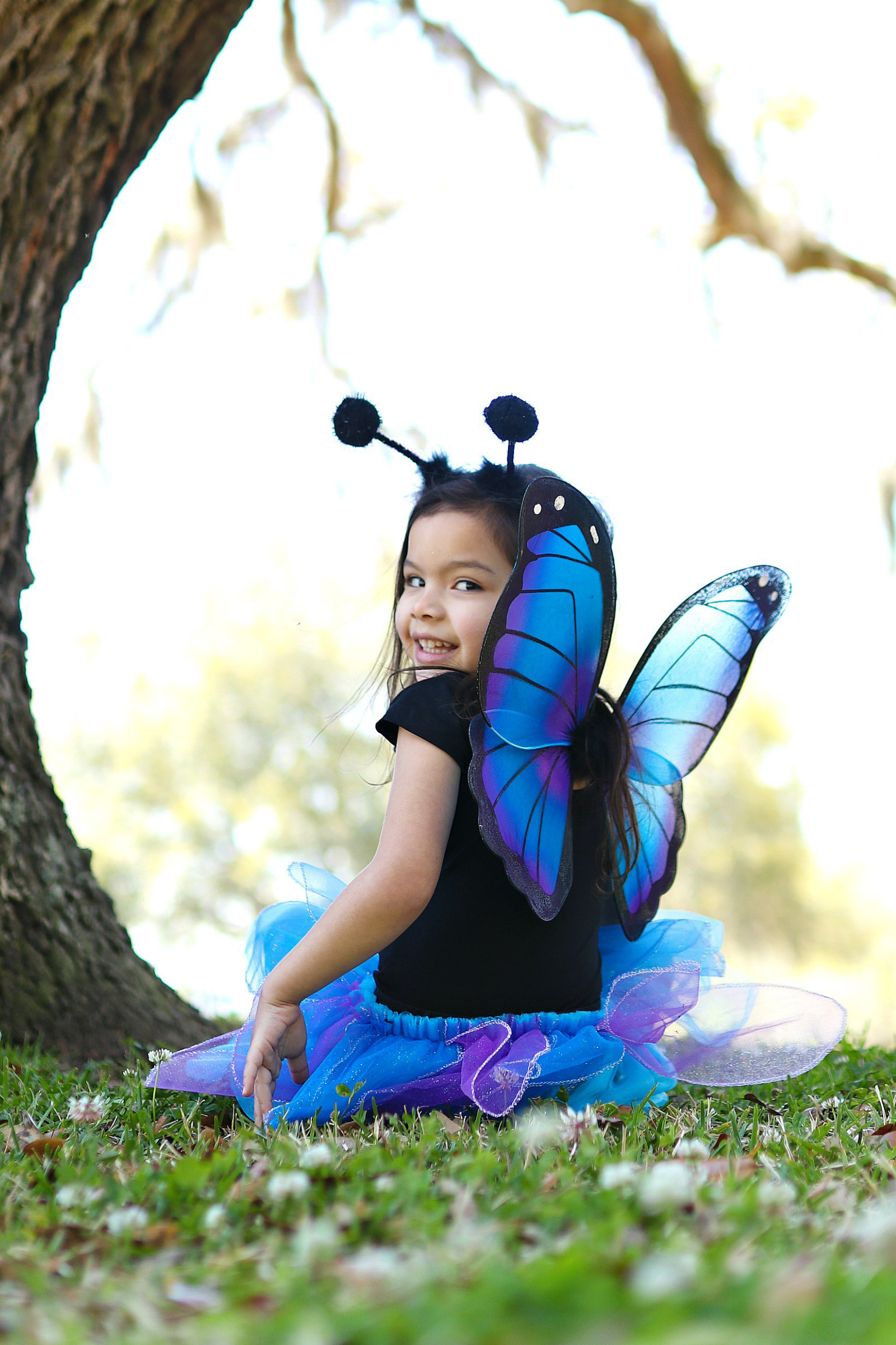 Midnight Butterfly Skirt with Wings & Headband, Blue