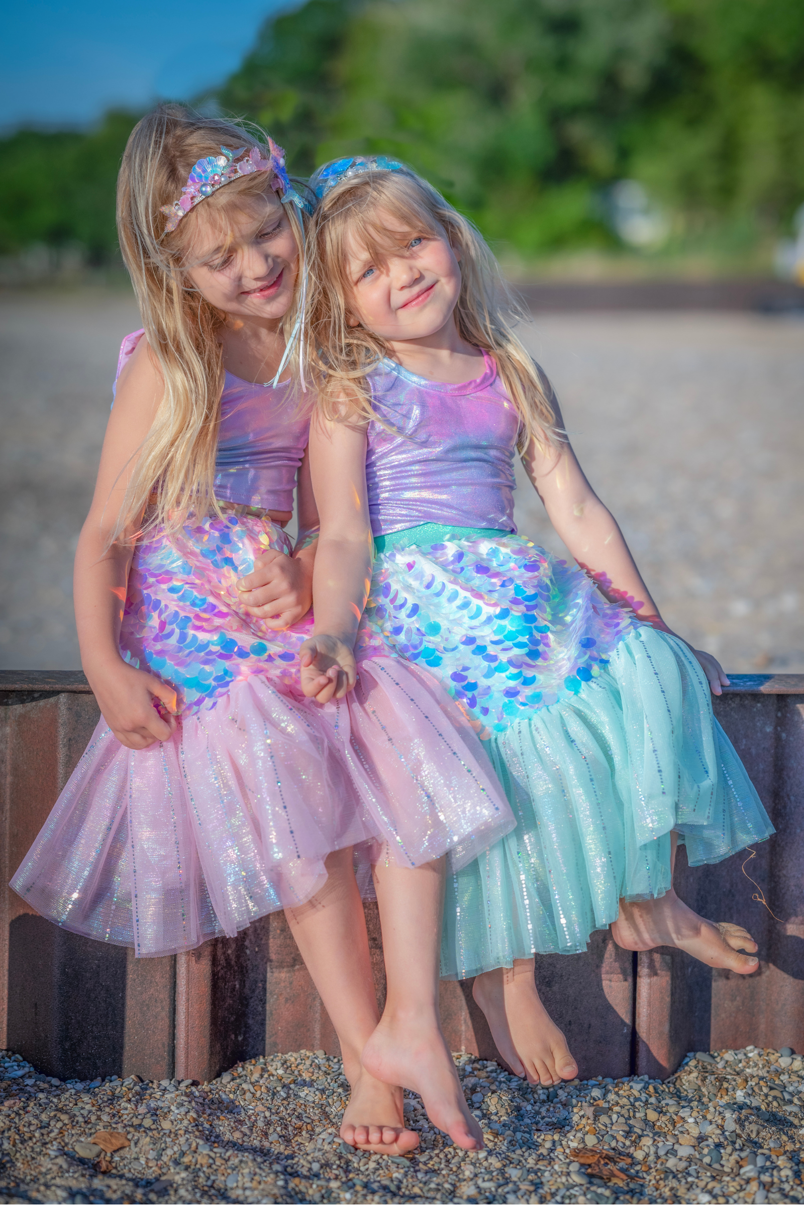 Bling Bling Mermaid Skirt with Hairclip, Mint