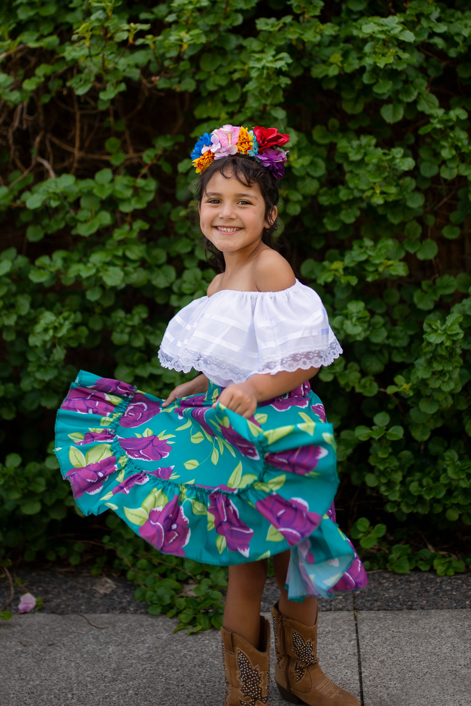 Frida l'artiste, chemise, jupe et coiffe