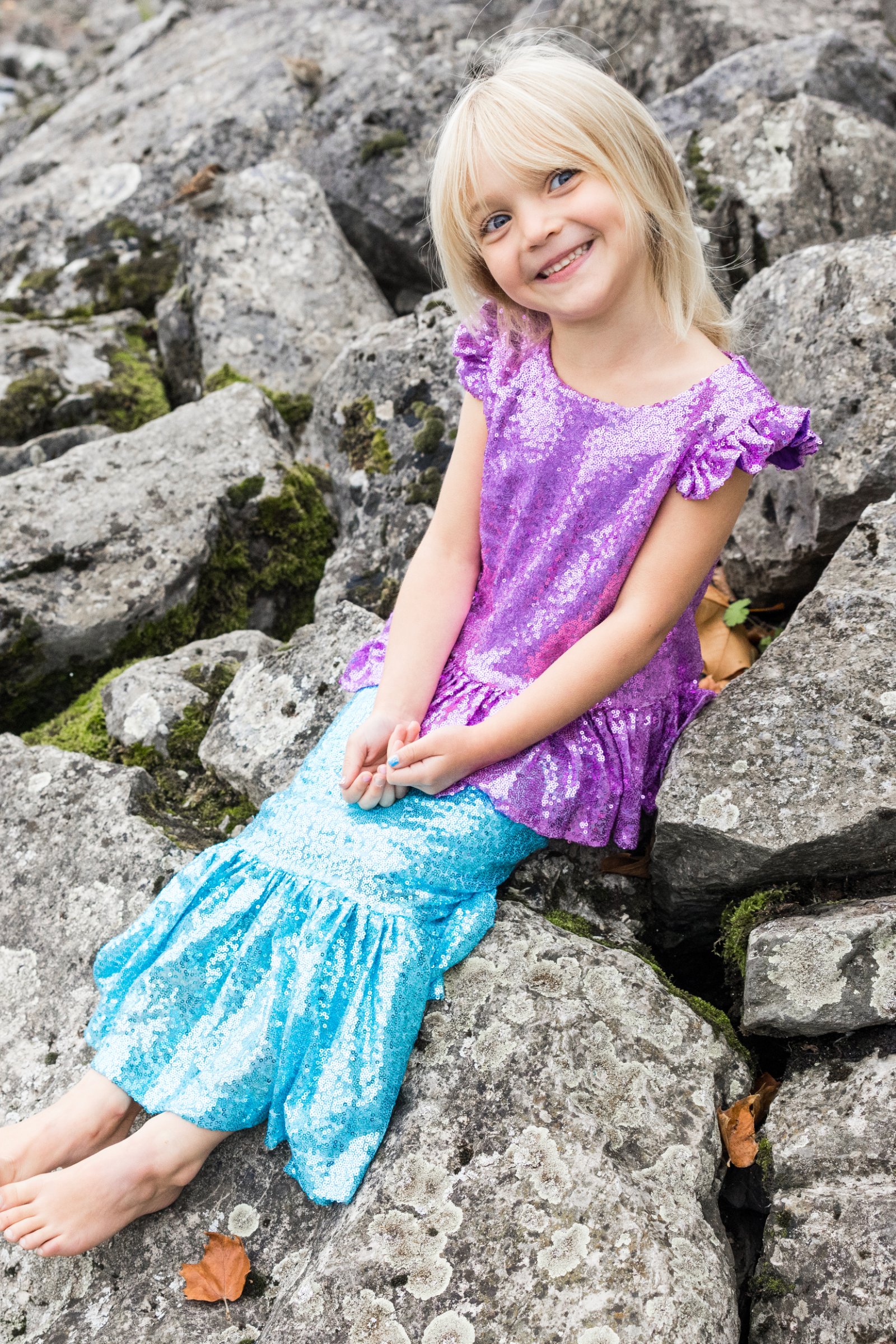 Sequins Sparkle Mermaid Top with Skirt