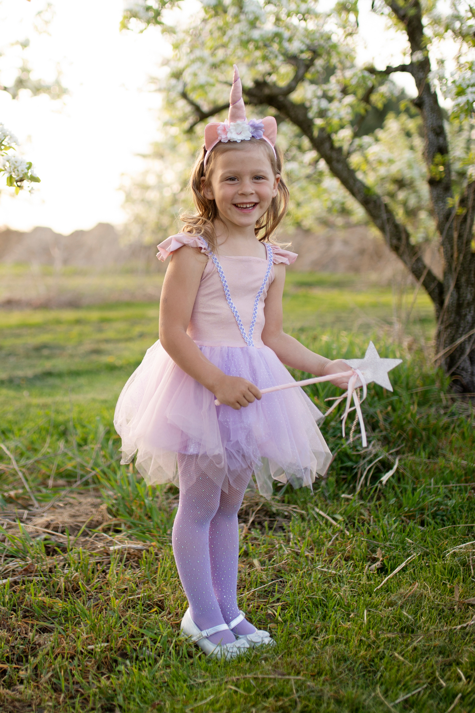 Shimmer Unicorn Dress with Headband, Pink