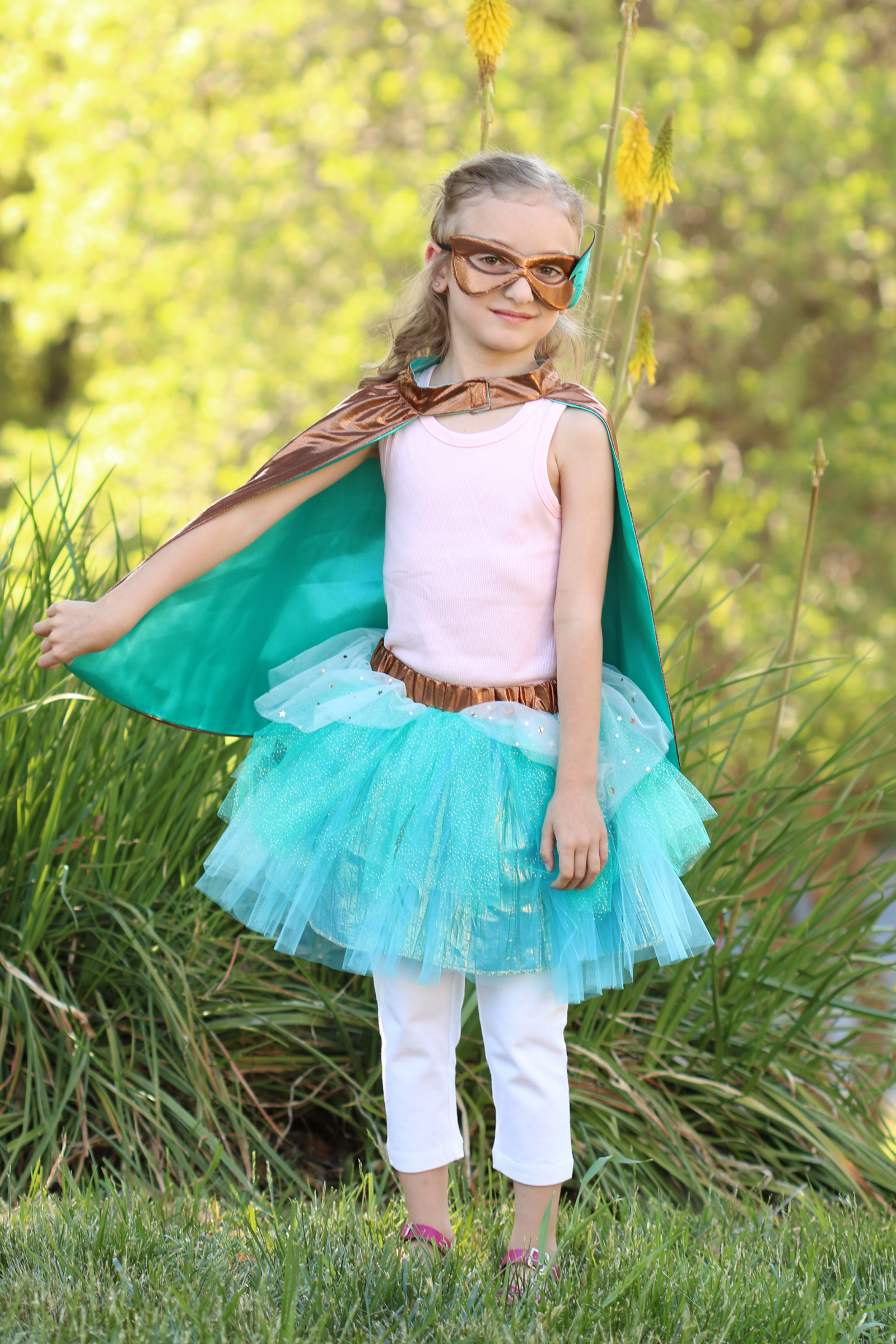 Super-Duper Tutu with Cape & Mask, Copper/Teal