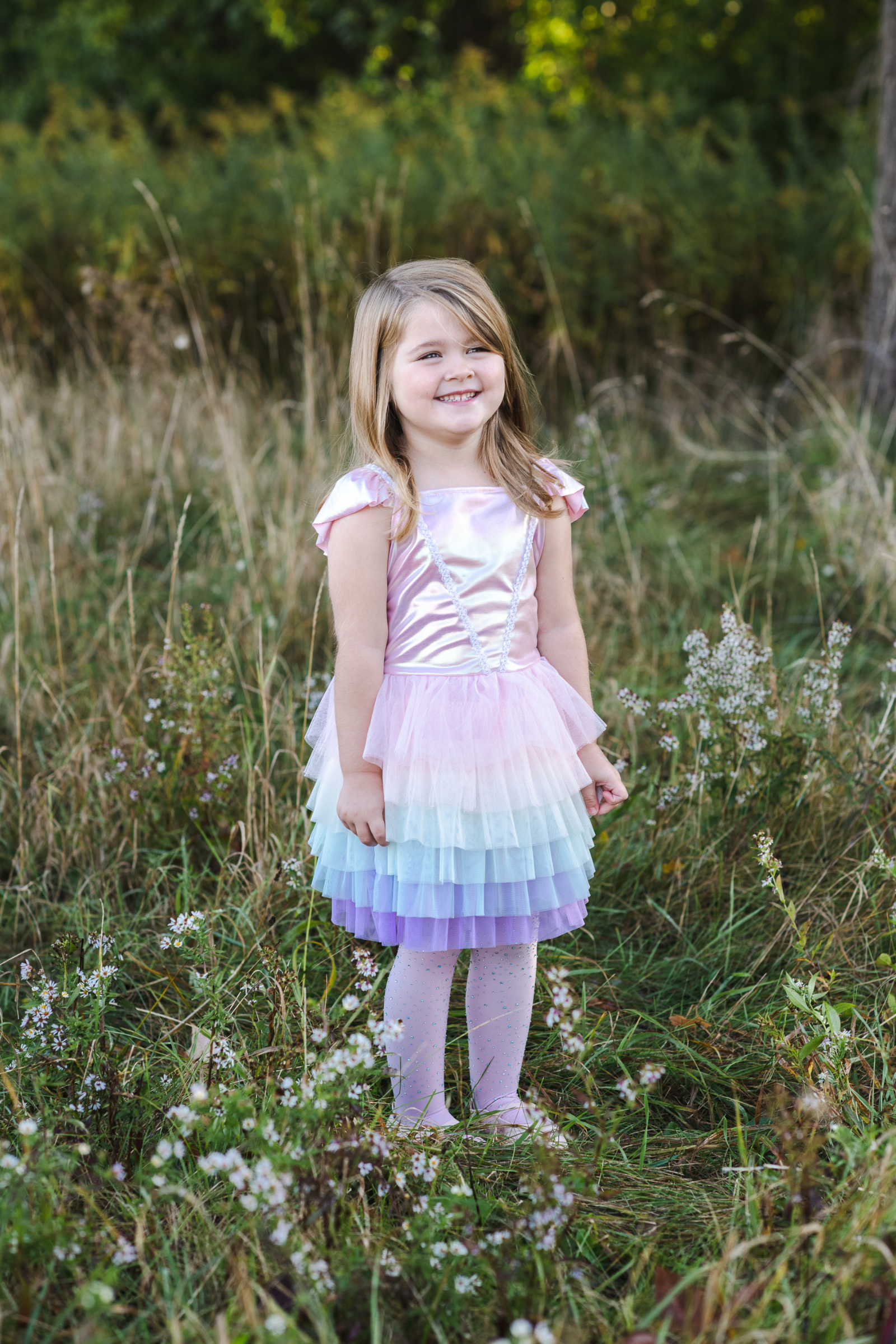 Rainbow Ruffle Tutu Dress, Pink/Multicolour
