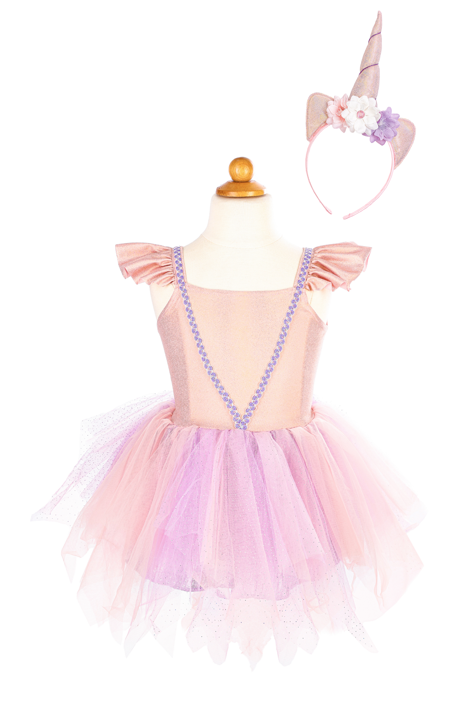Shimmer Unicorn Dress with Headband, Pink