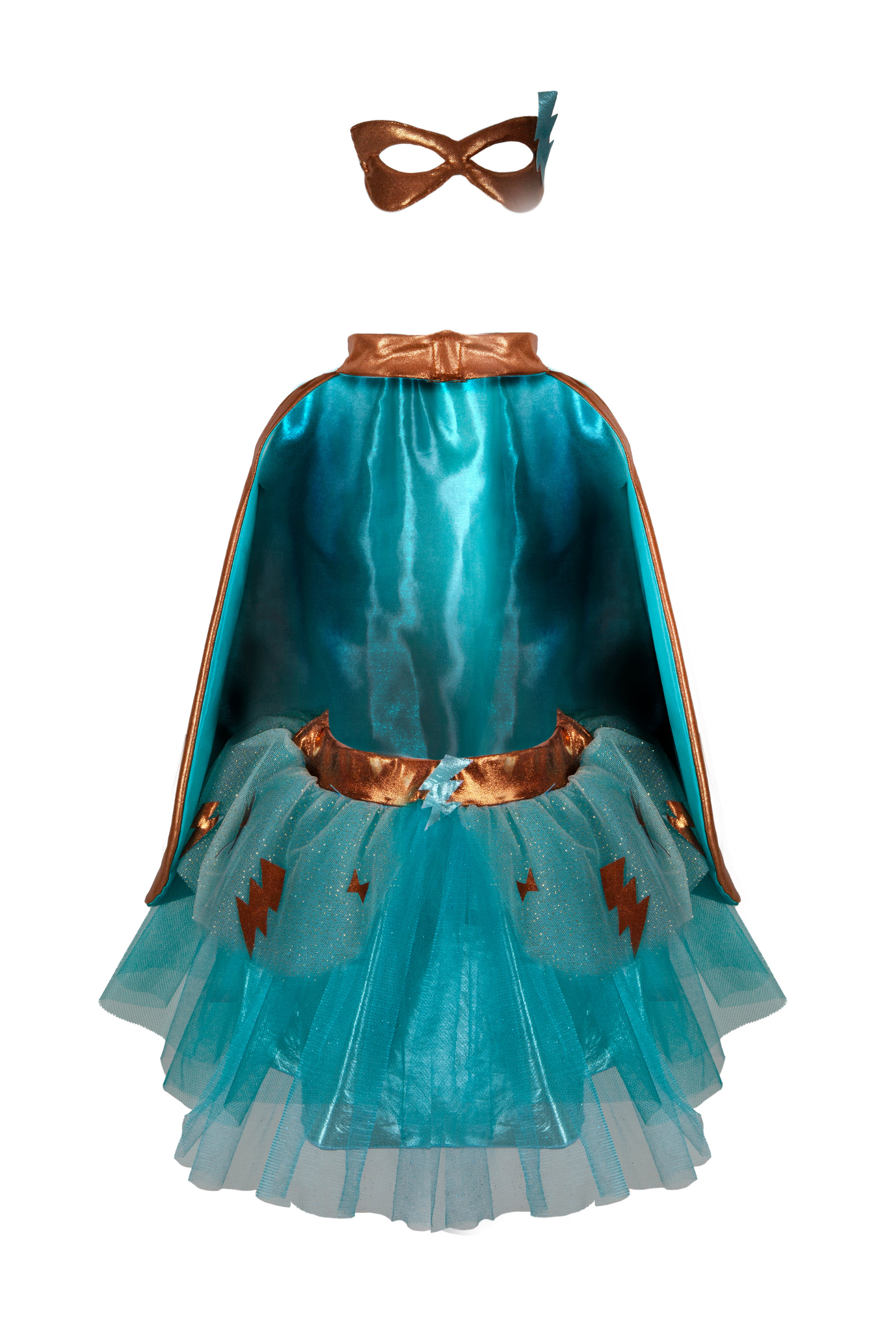 Super-Duper Tutu with Cape & Mask, Copper/Teal