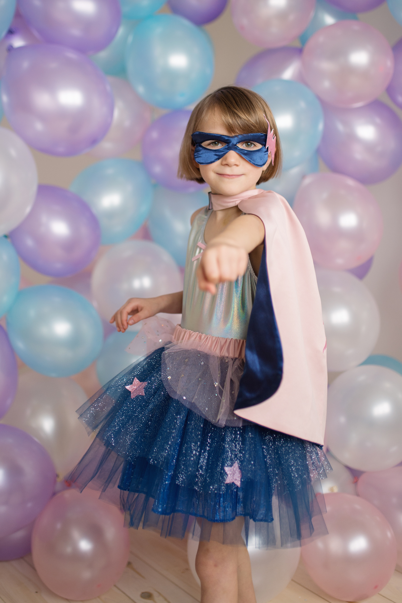 Super-Duper Tutu with Cape & Mask, Pink/Navy