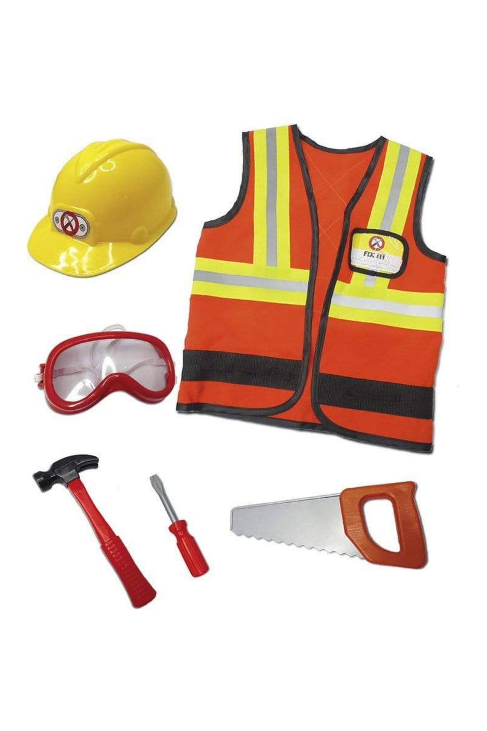 Construction Worker Vest with Helmet & Accessory Set (5 pcs)